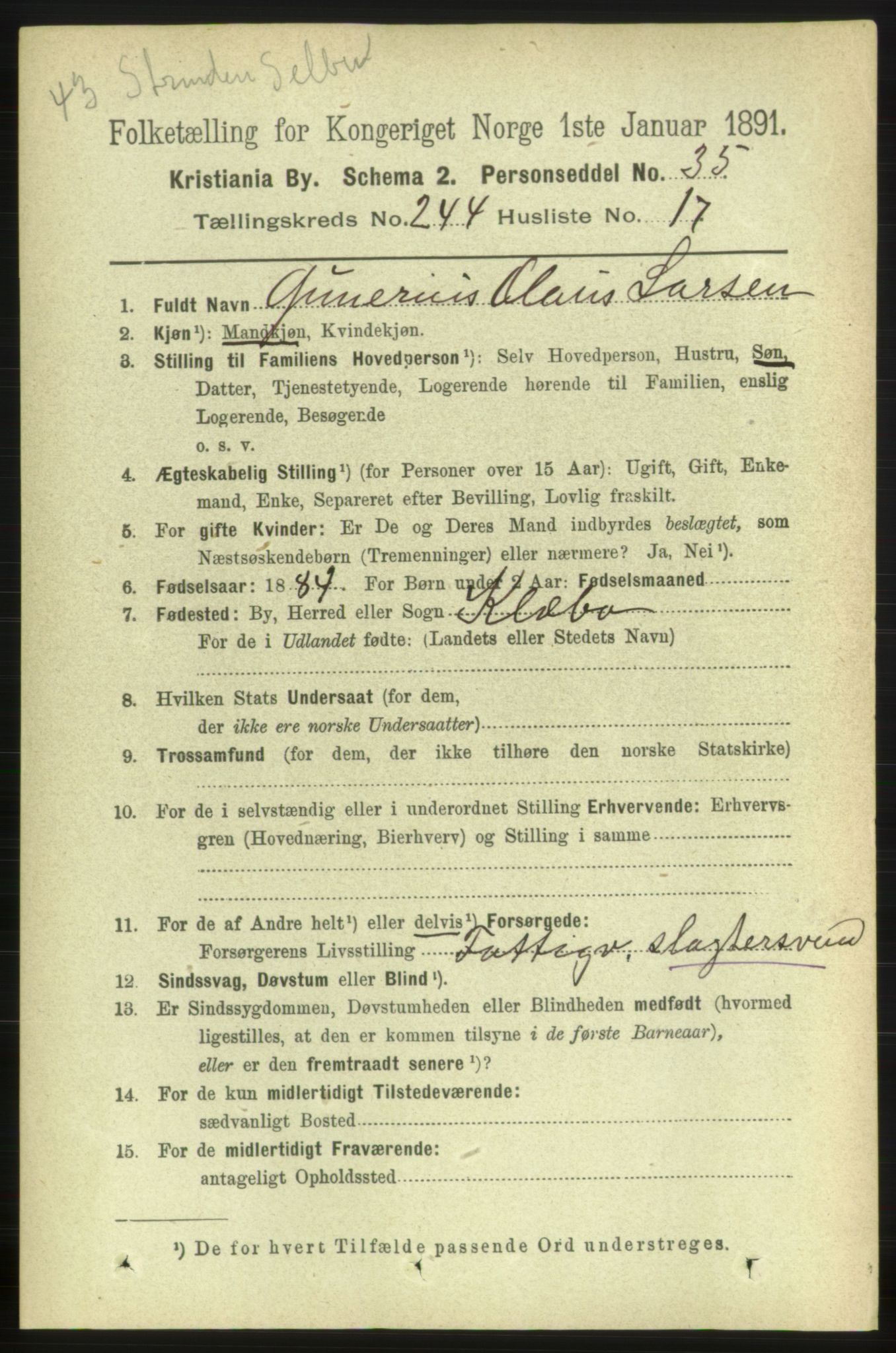 RA, 1891 census for 0301 Kristiania, 1891, p. 148944