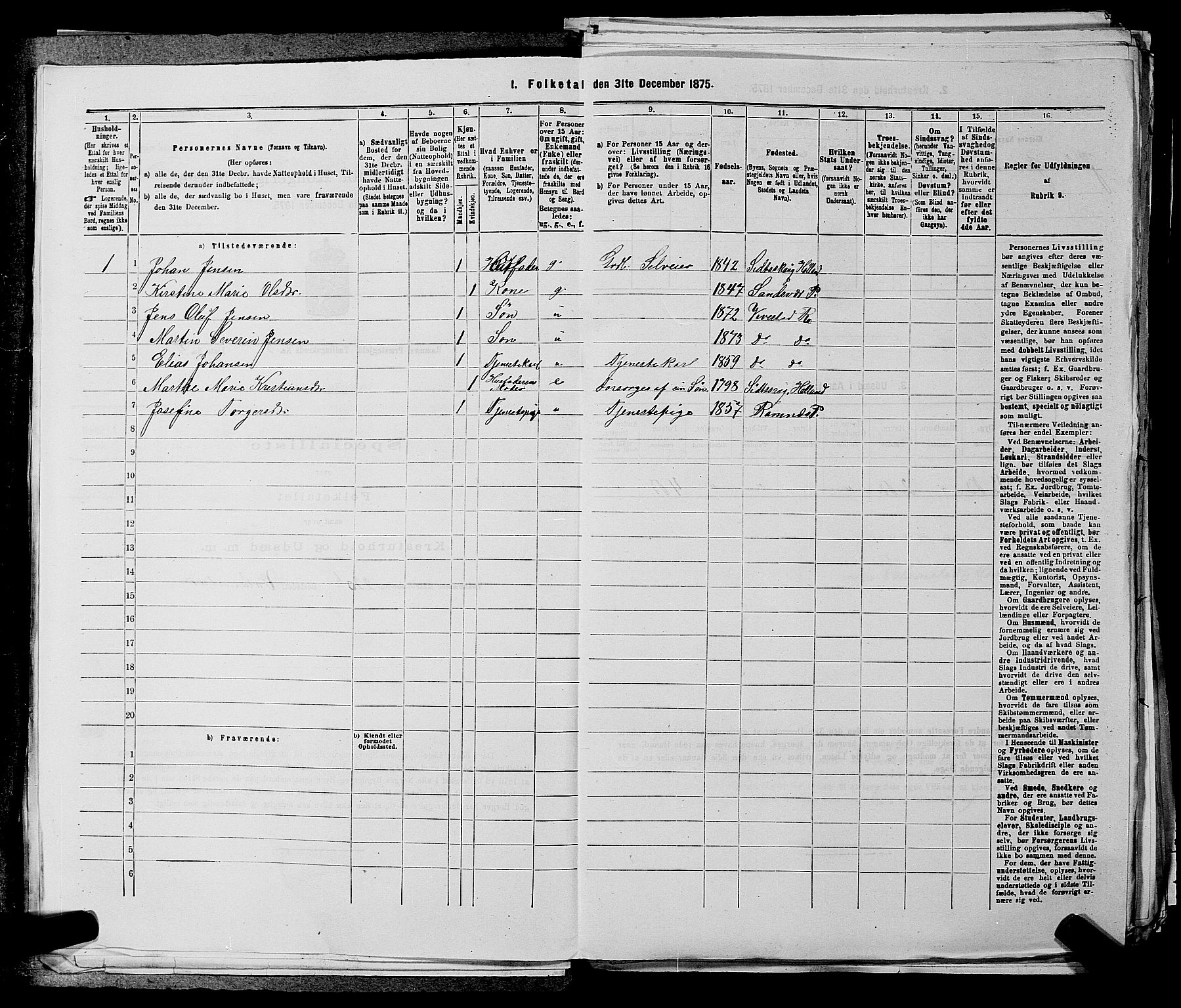 SAKO, 1875 census for 0718P Ramnes, 1875, p. 737