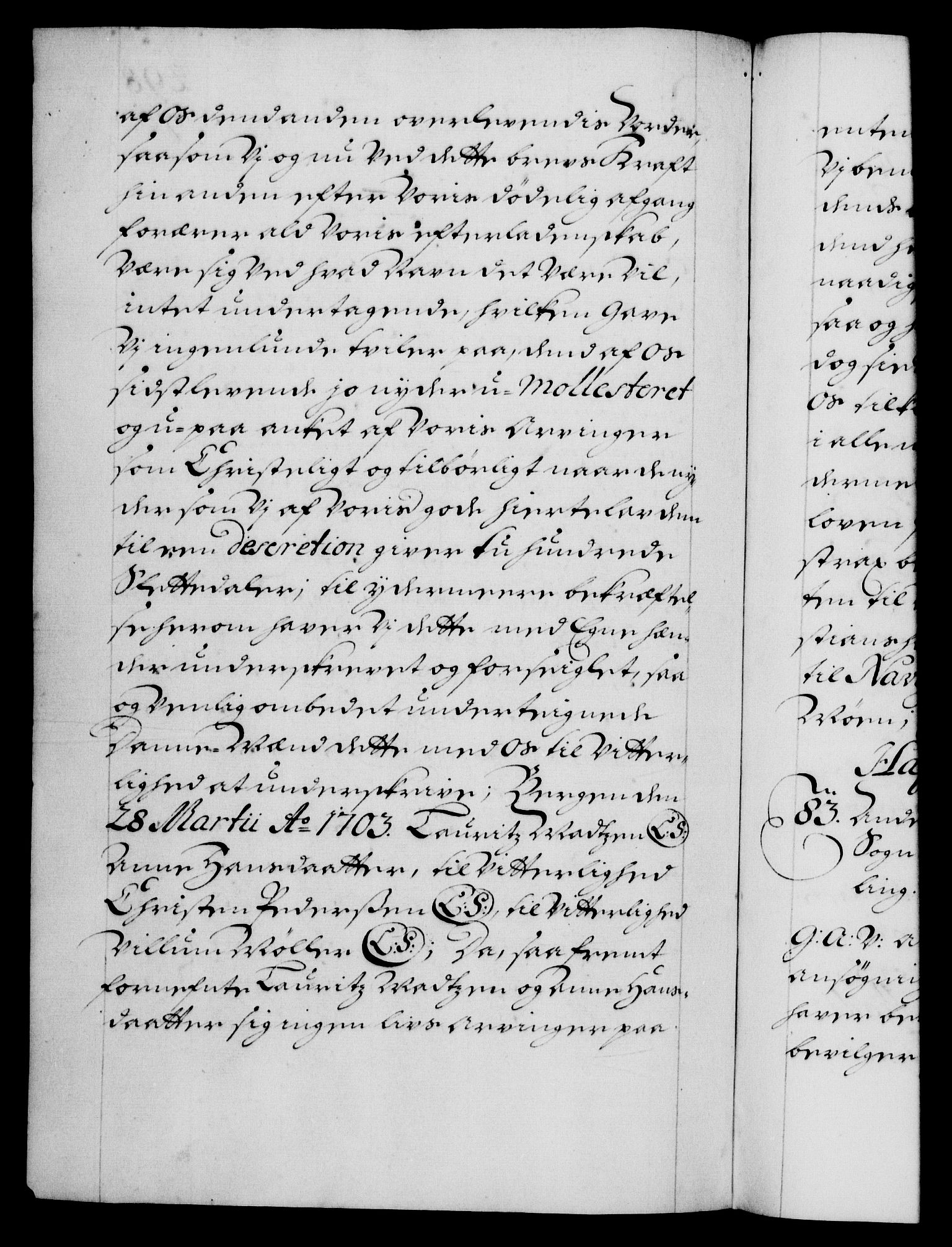 Danske Kanselli 1572-1799, AV/RA-EA-3023/F/Fc/Fca/Fcaa/L0018: Norske registre, 1699-1703, p. 498b