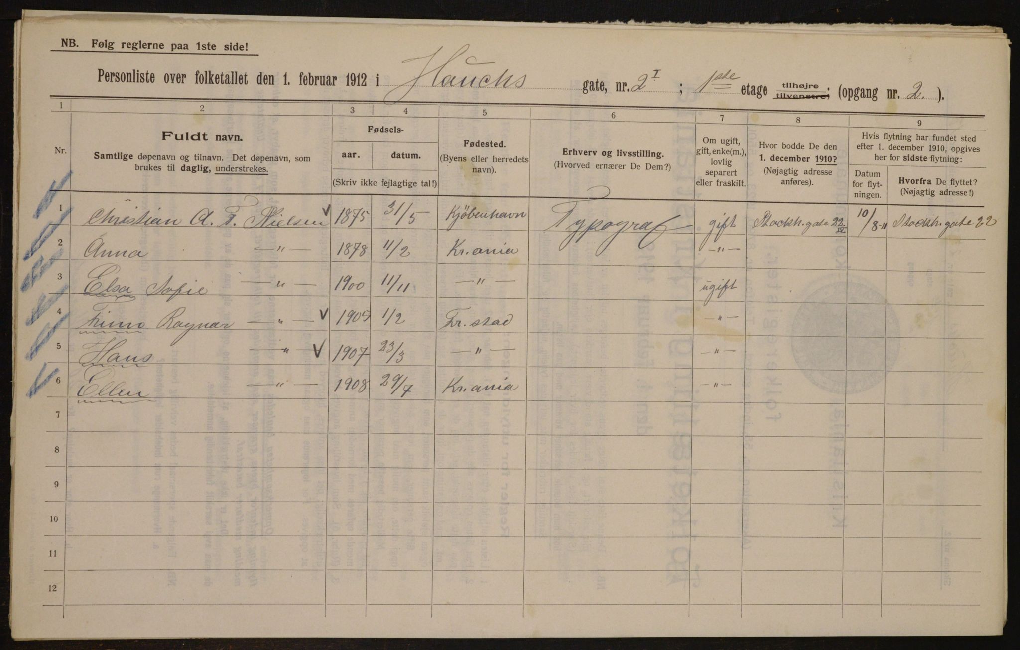 OBA, Municipal Census 1912 for Kristiania, 1912, p. 35413