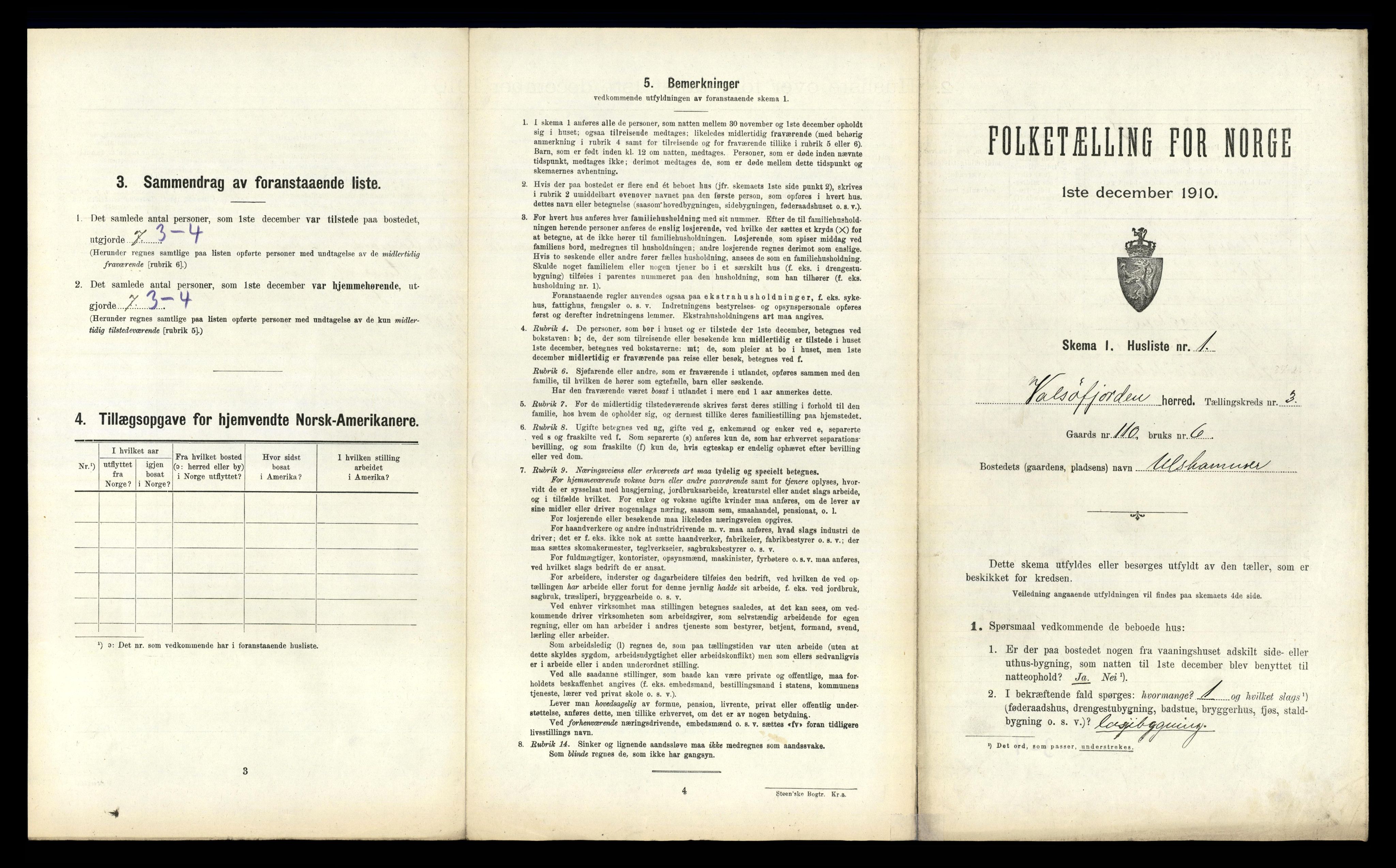 RA, 1910 census for Valsøyfjord, 1910, p. 155