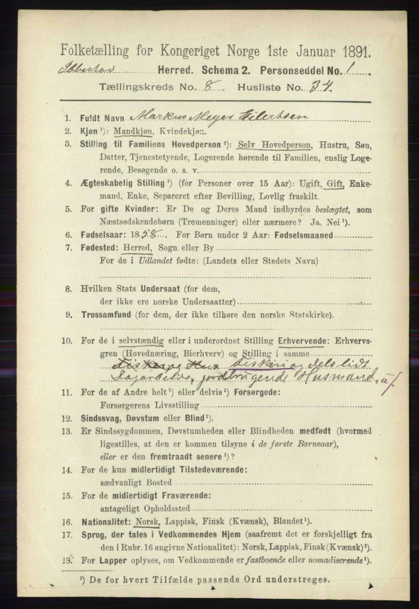 RA, 1891 census for 1917 Ibestad, 1891, p. 5423
