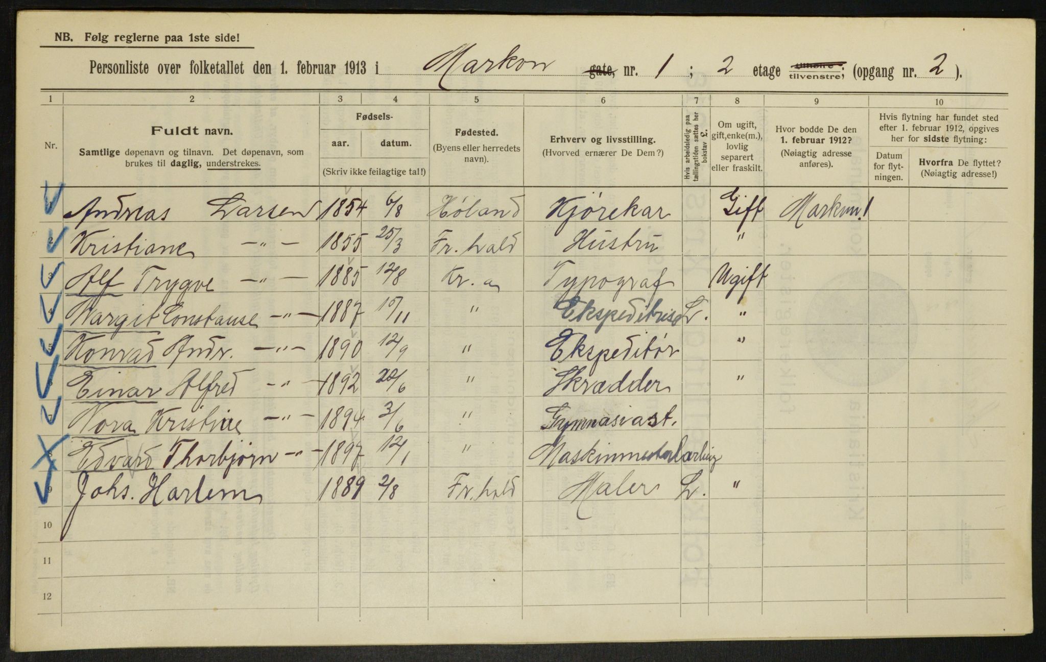 OBA, Municipal Census 1913 for Kristiania, 1913, p. 62768