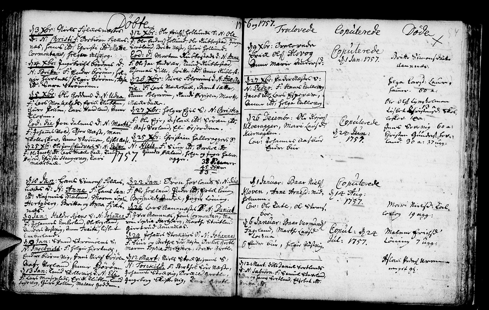 Finnås sokneprestembete, SAB/A-99925/H/Ha/Haa/Haaa/L0002: Parish register (official) no. A 2, 1744-1764, p. 54