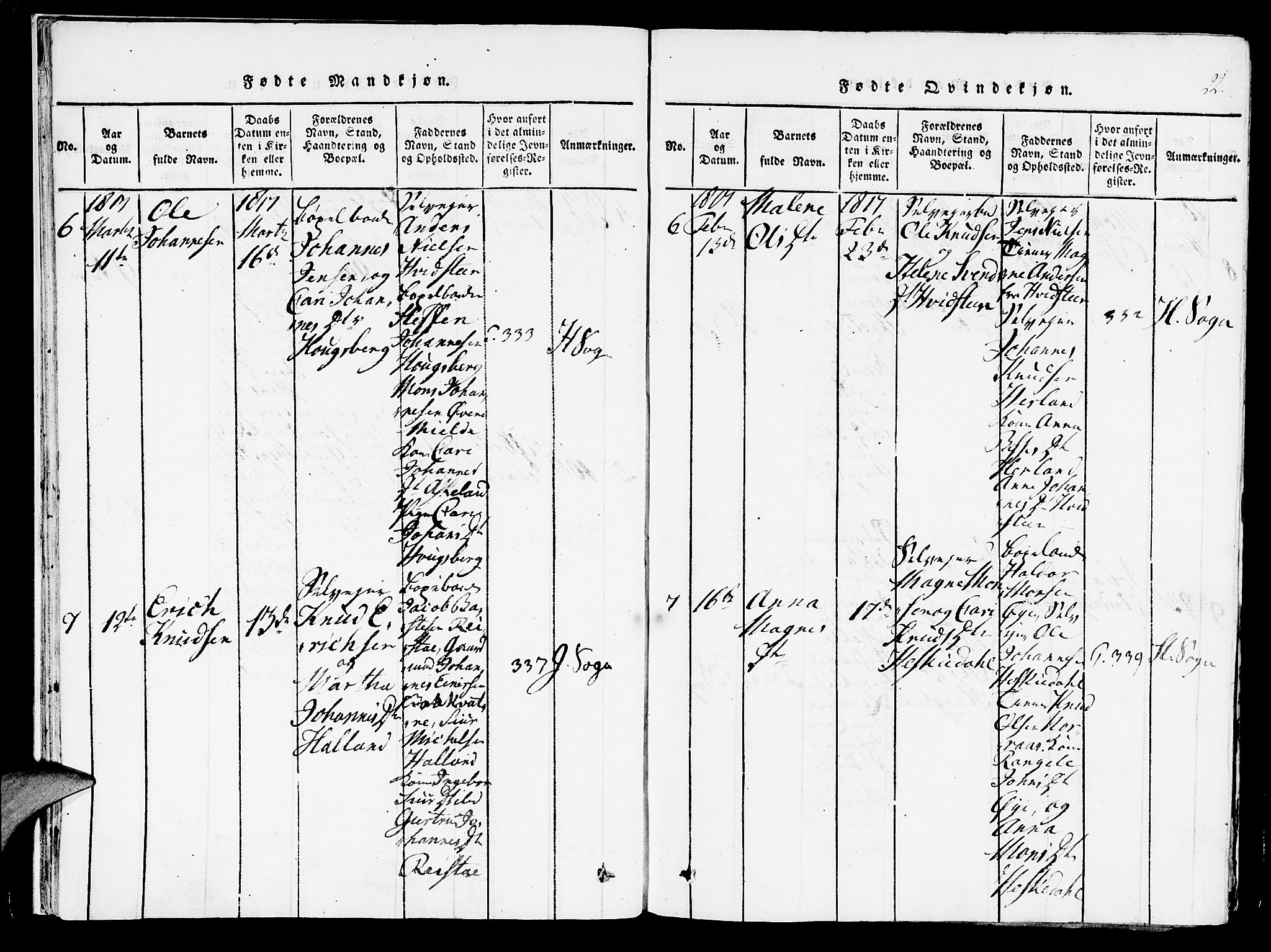 Haus sokneprestembete, AV/SAB-A-75601/H/Haa: Parish register (official) no. A 12, 1816-1821, p. 22