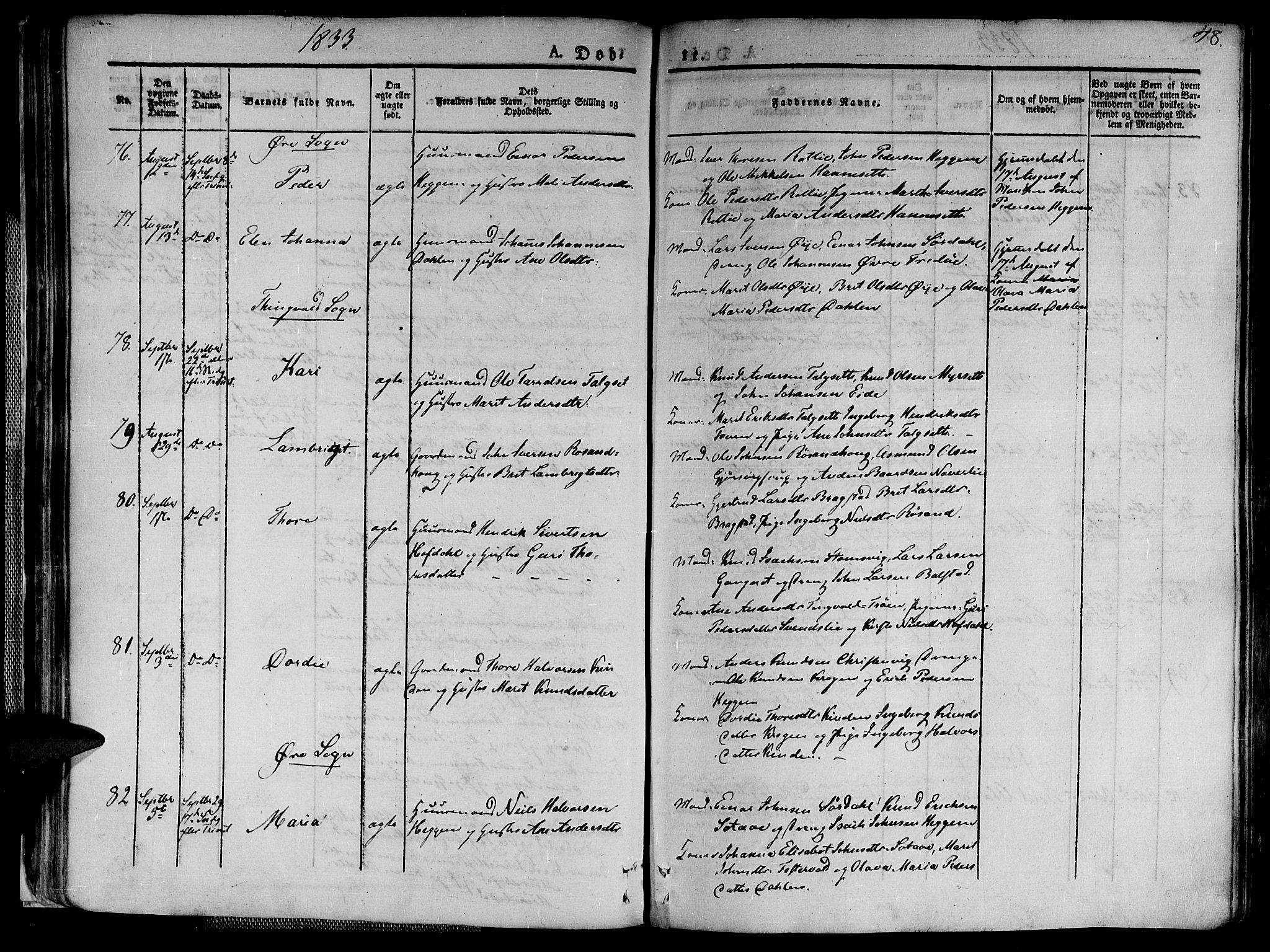 Ministerialprotokoller, klokkerbøker og fødselsregistre - Møre og Romsdal, AV/SAT-A-1454/586/L0983: Parish register (official) no. 586A09, 1829-1843, p. 48