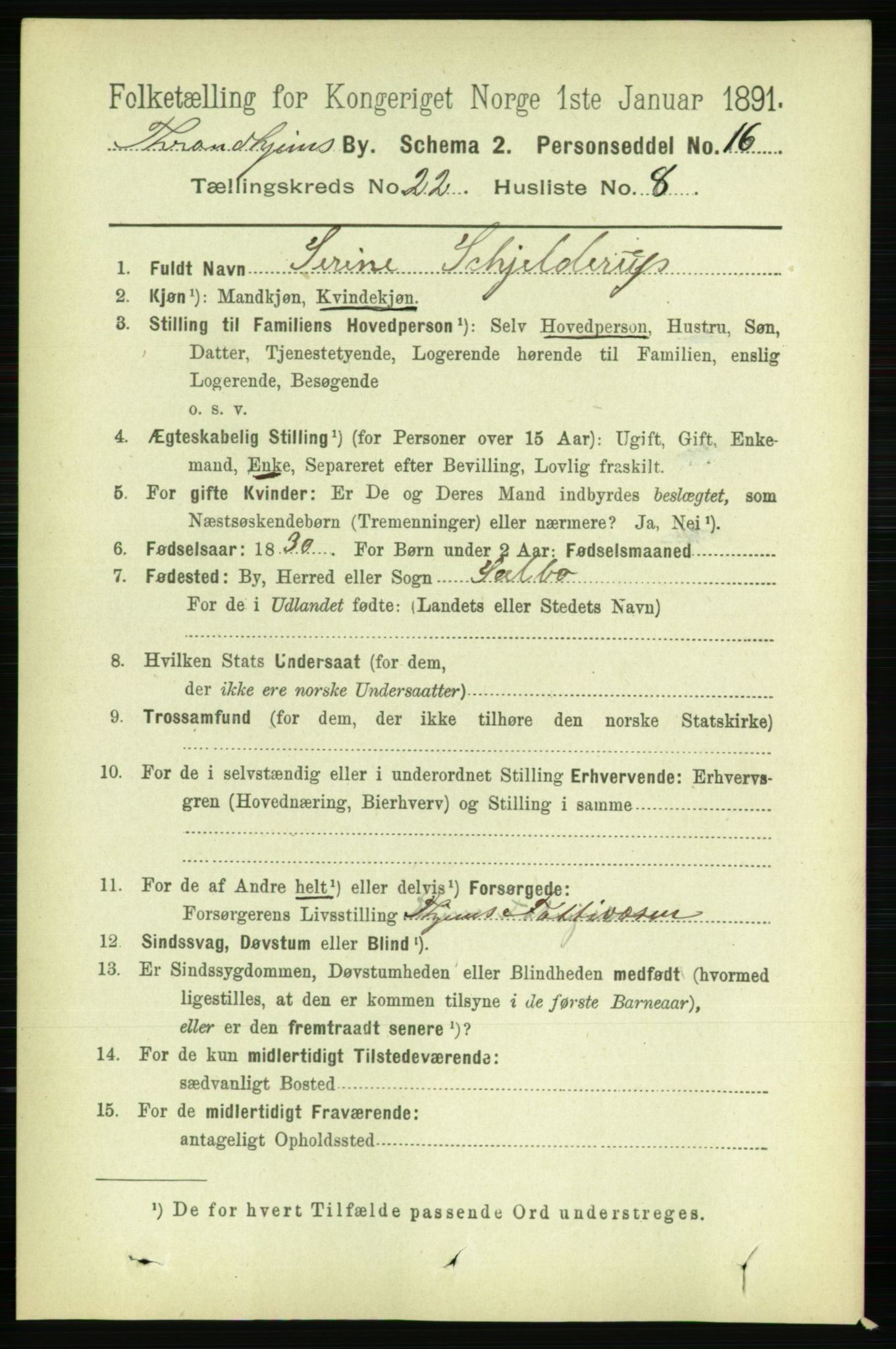 RA, 1891 census for 1601 Trondheim, 1891, p. 16632