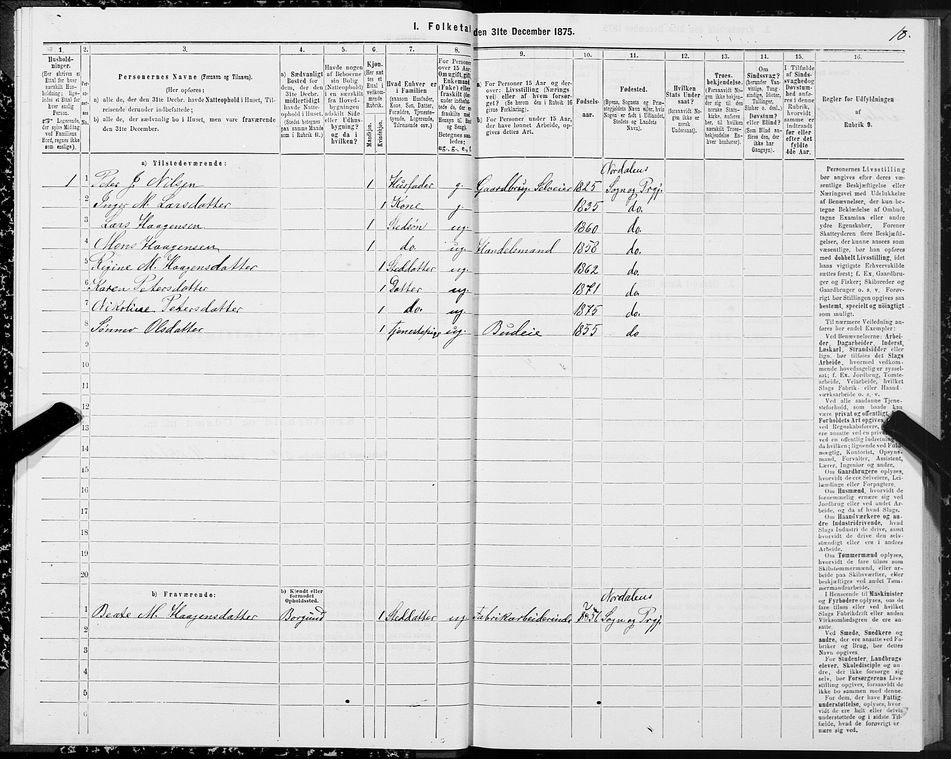 SAT, 1875 census for 1524P Norddal, 1875, p. 4010