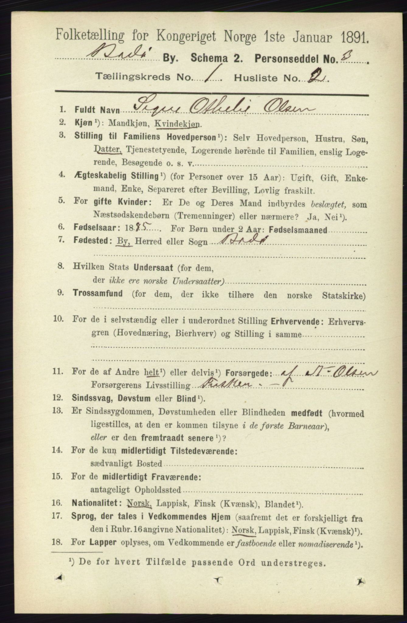 RA, 1891 census for 1804 Bodø, 1891, p. 136