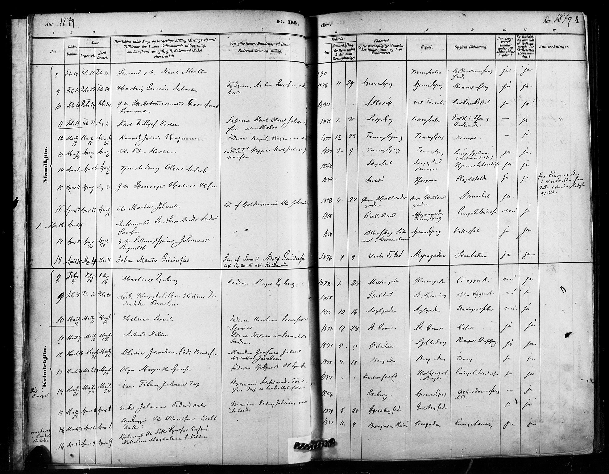 Fredrikstad domkirkes prestekontor Kirkebøker, SAO/A-10906/F/Fa/L0003: Parish register (official) no. 3, 1878-1904, p. 4