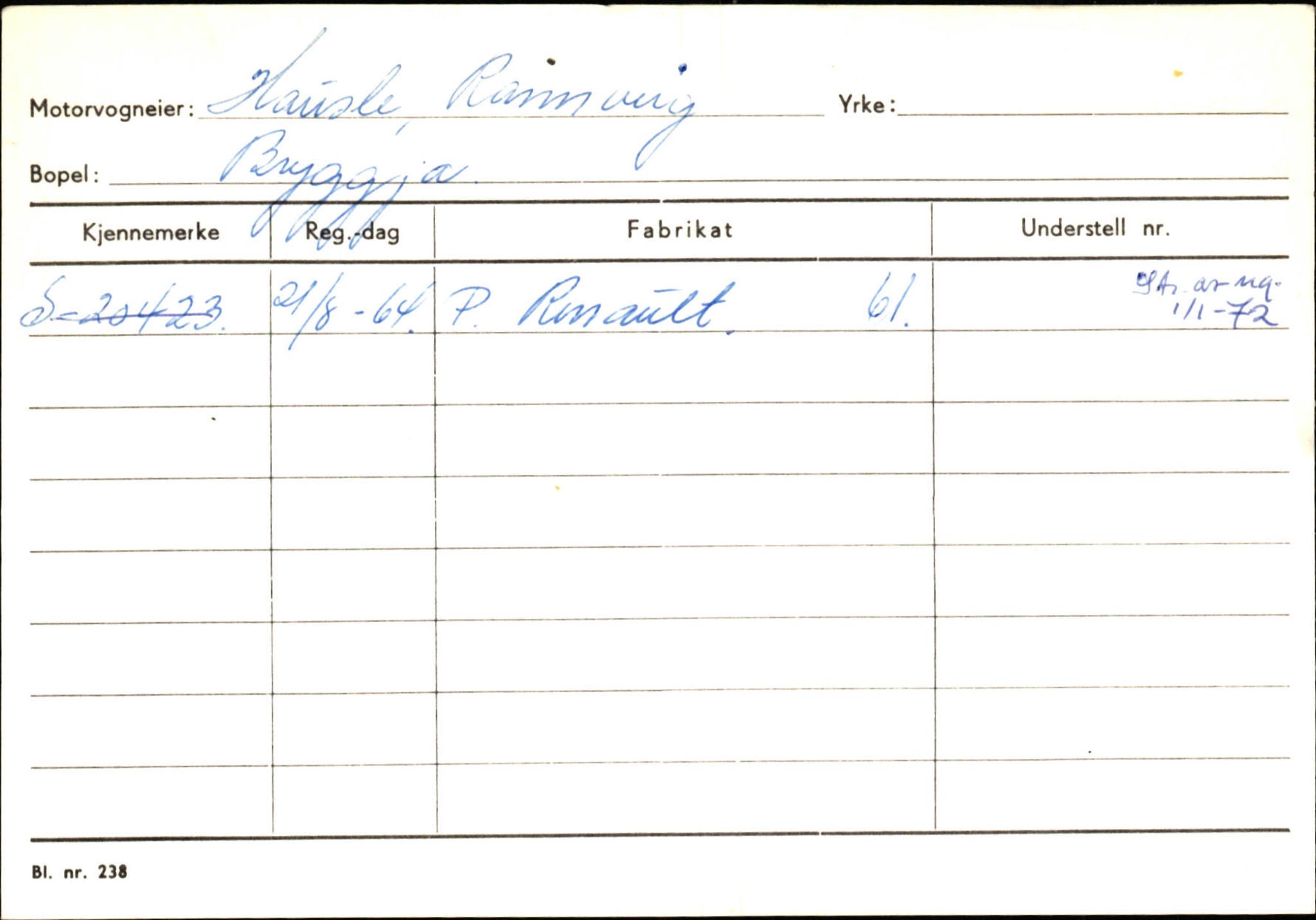 Statens vegvesen, Sogn og Fjordane vegkontor, AV/SAB-A-5301/4/F/L0144: Registerkort Vågsøy A-R, 1945-1975, p. 971