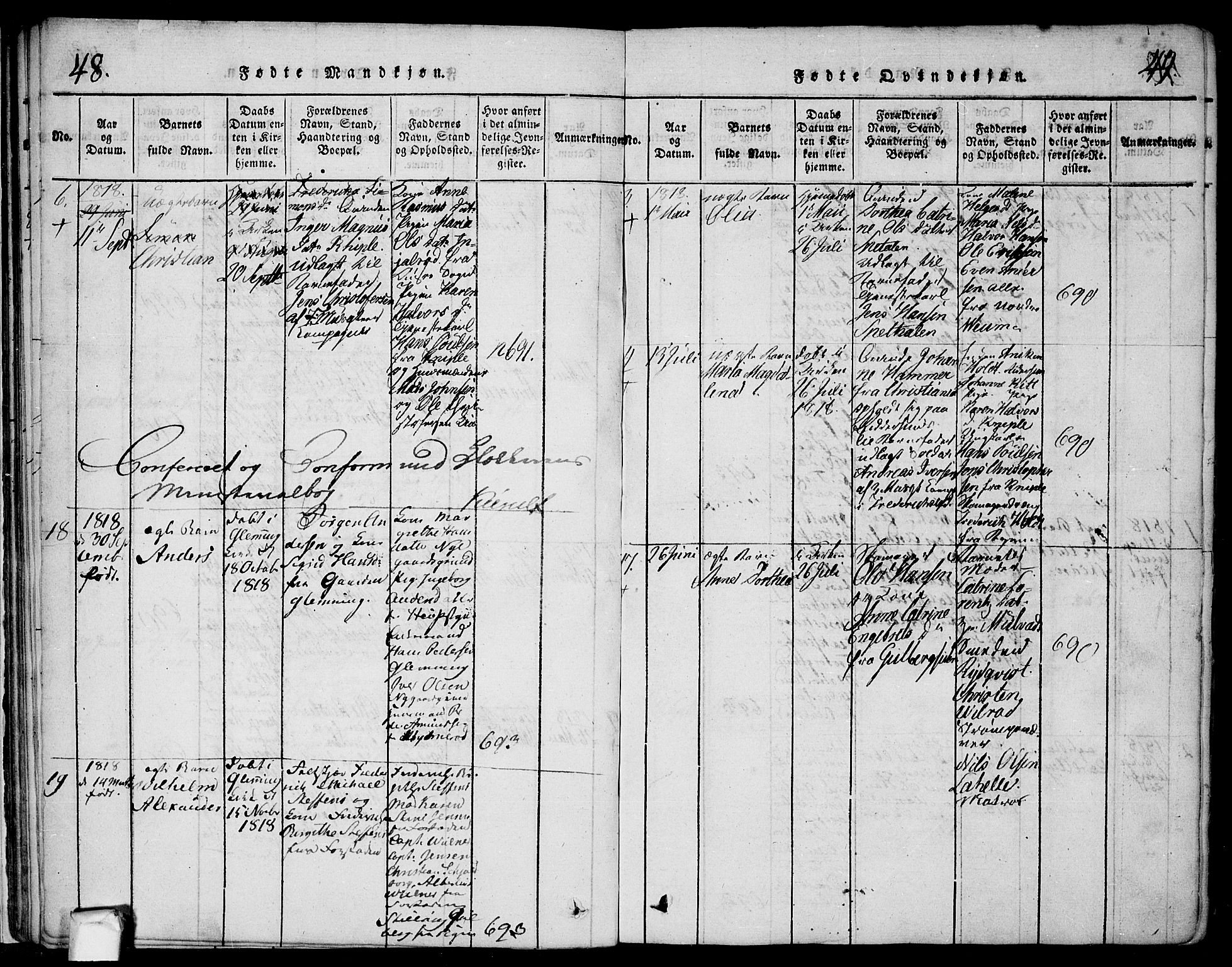 Glemmen prestekontor Kirkebøker, AV/SAO-A-10908/F/Fa/L0004: Parish register (official) no. 4, 1816-1838, p. 48-49