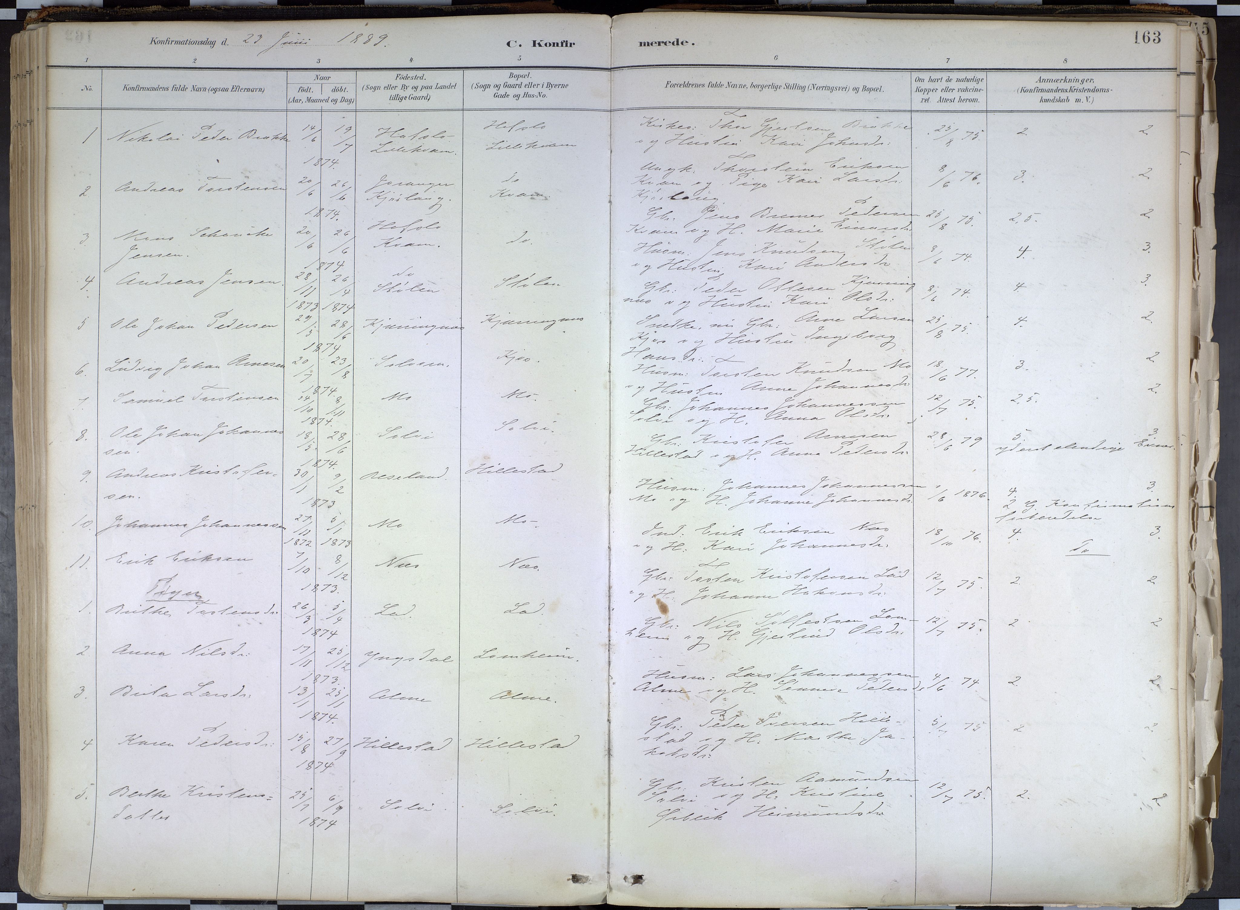 Hafslo sokneprestembete, SAB/A-80301/H/Haa/Haab/L0001: Parish register (official) no. B 1, 1886-1945, p. 163