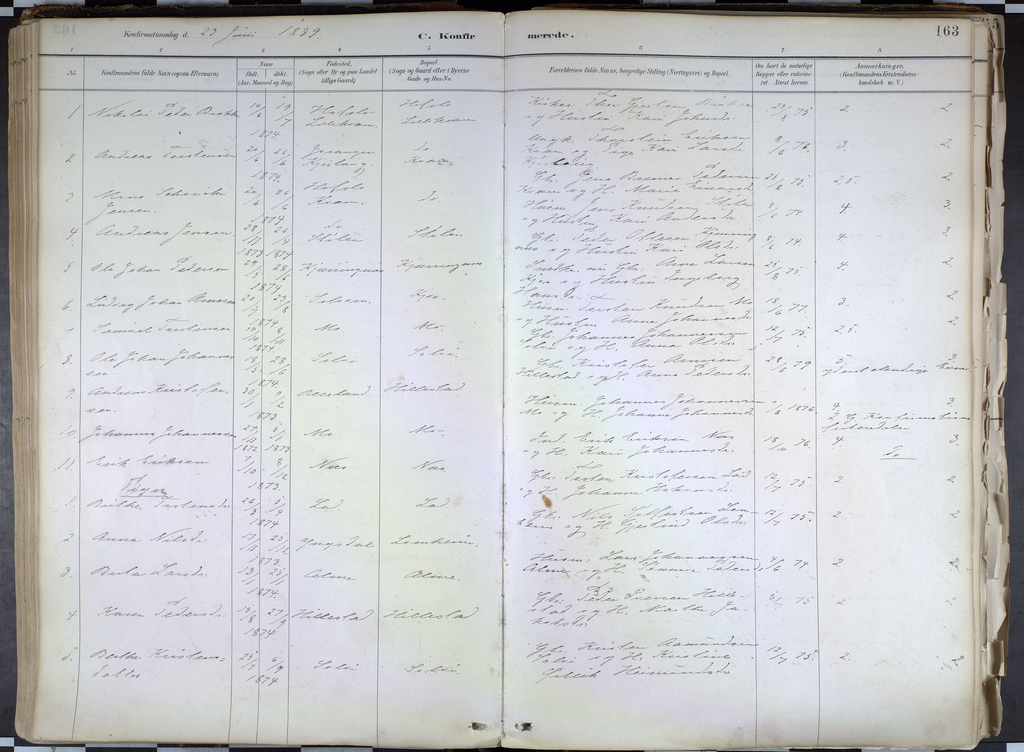 Hafslo sokneprestembete, AV/SAB-A-80301/H/Haa/Haab/L0001: Parish register (official) no. B 1, 1886-1945, p. 163