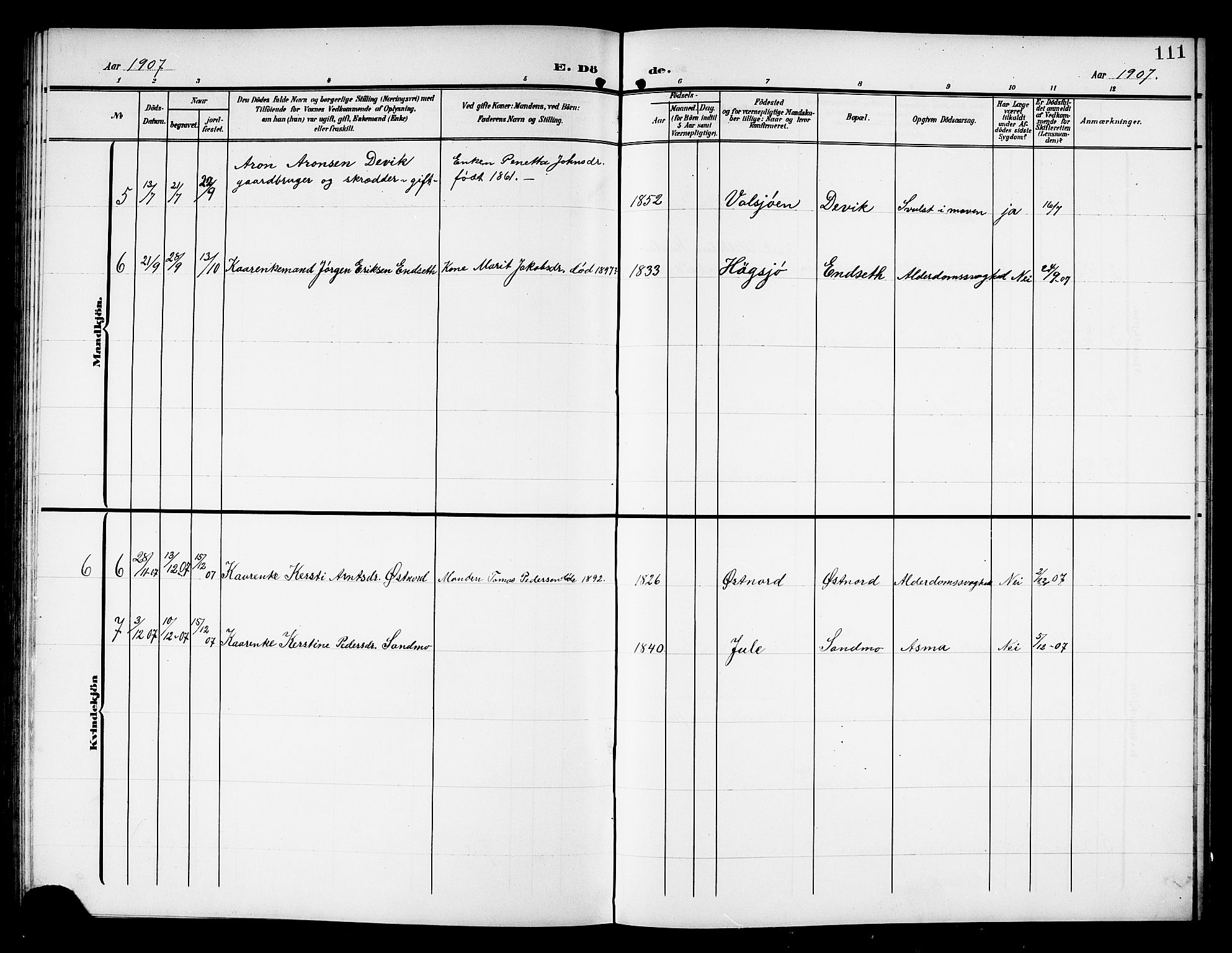 Ministerialprotokoller, klokkerbøker og fødselsregistre - Nord-Trøndelag, AV/SAT-A-1458/757/L0506: Parish register (copy) no. 757C01, 1904-1922, p. 111