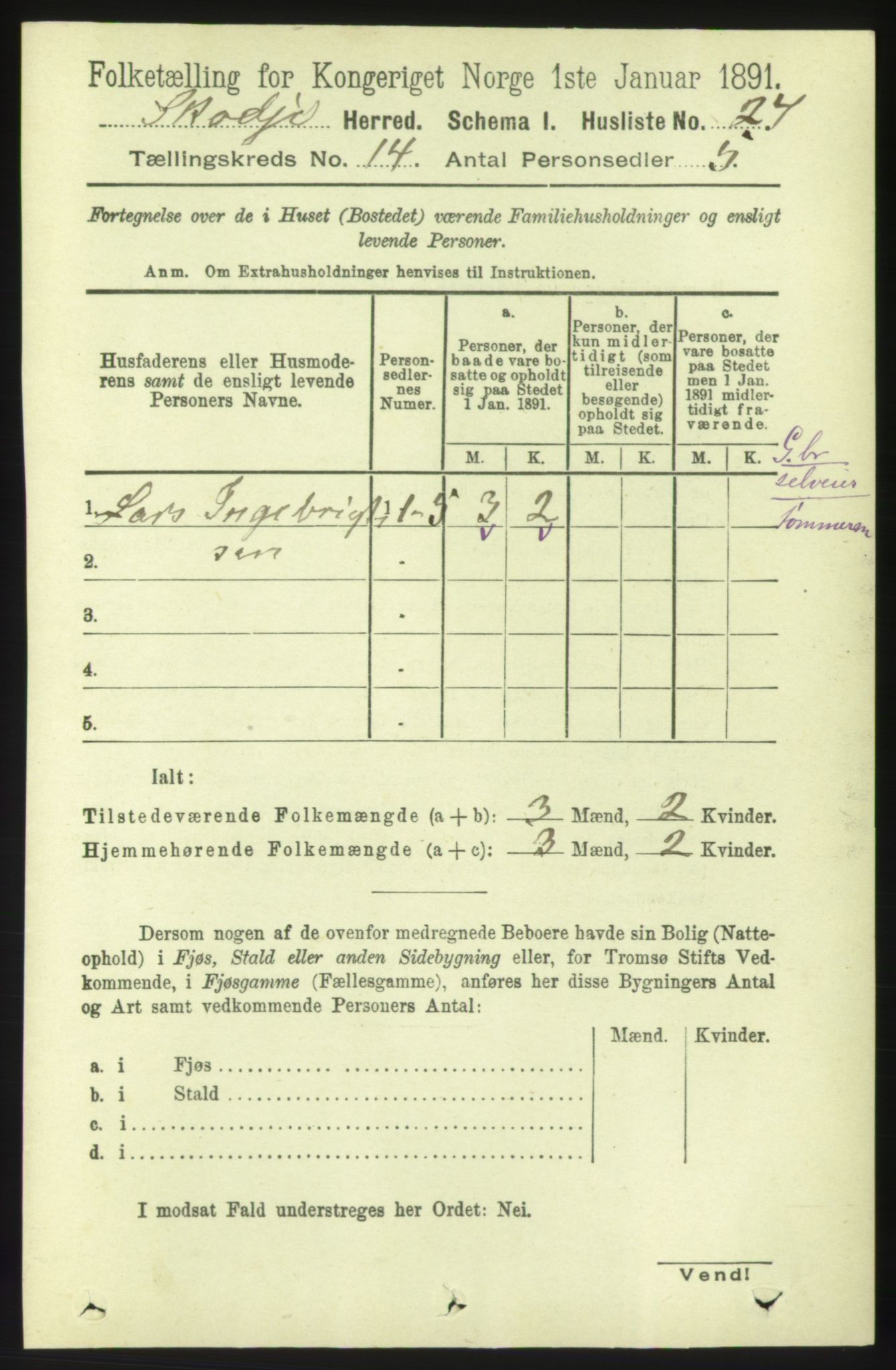 RA, 1891 census for 1529 Skodje, 1891, p. 3008