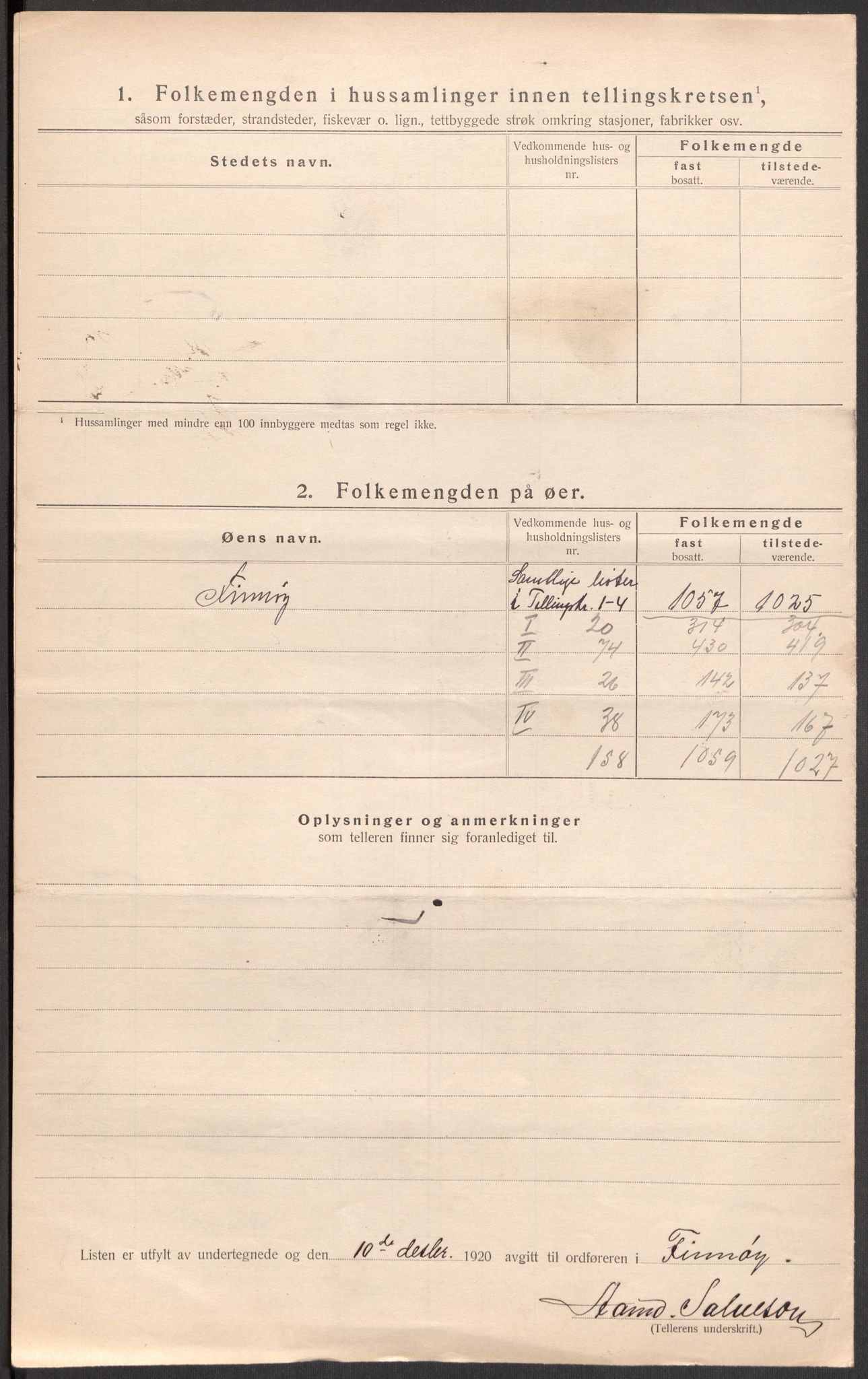 SAST, 1920 census for Finnøy, 1920, p. 20