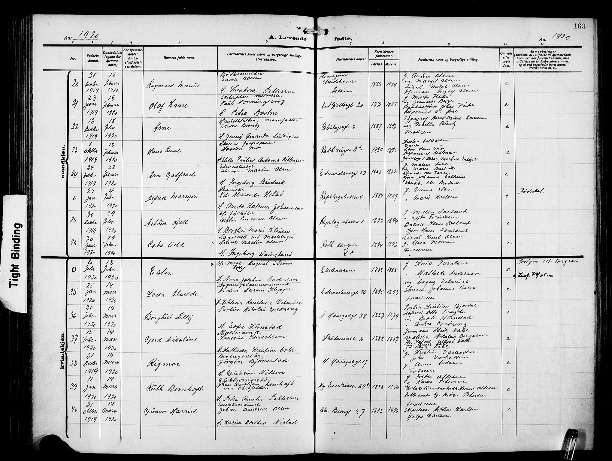 Sandviken Sokneprestembete, AV/SAB-A-77601/H/Hb/L0005: Parish register (copy) no. B 2, 1914-1925, p. 163