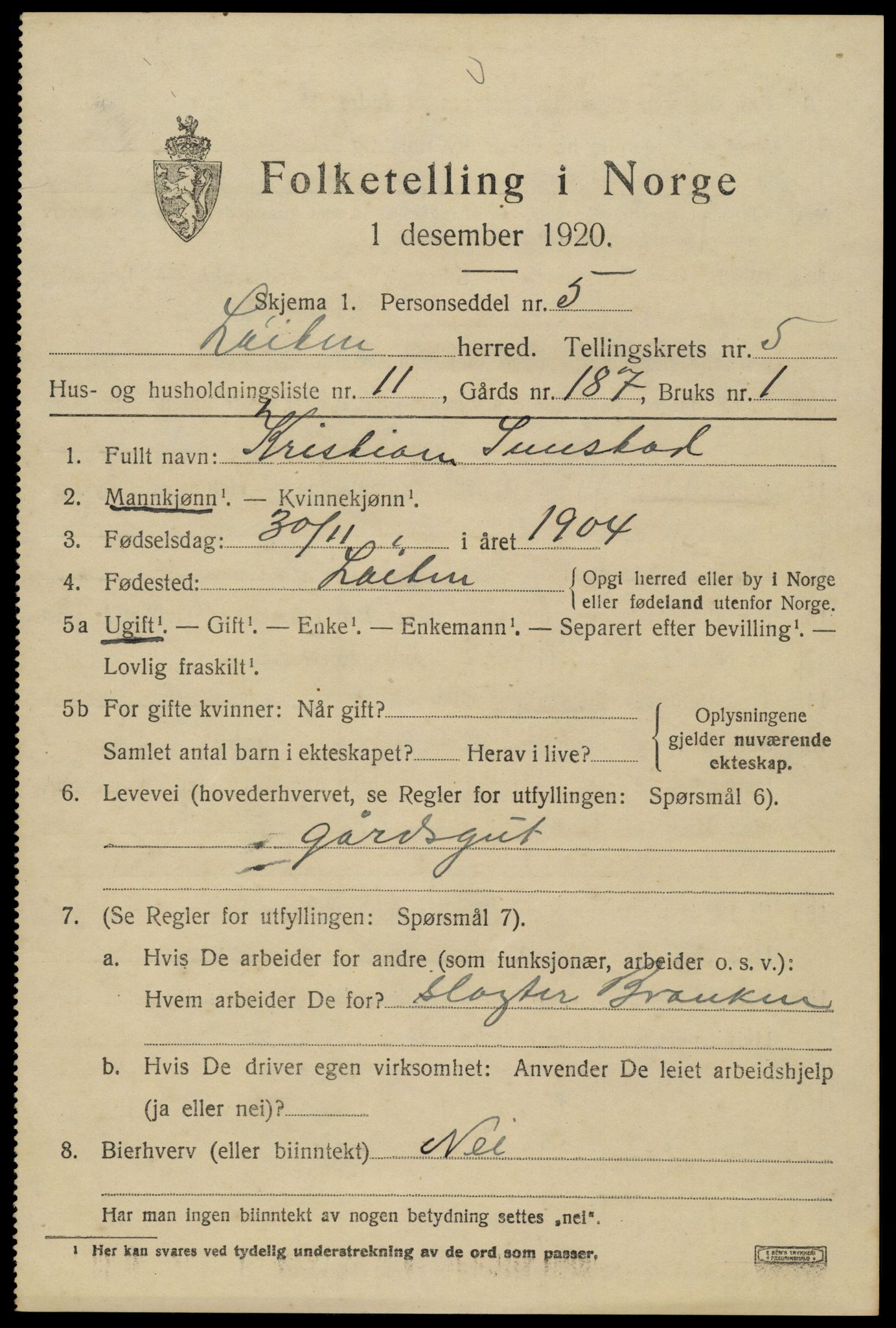 SAH, 1920 census for Løten, 1920, p. 9949