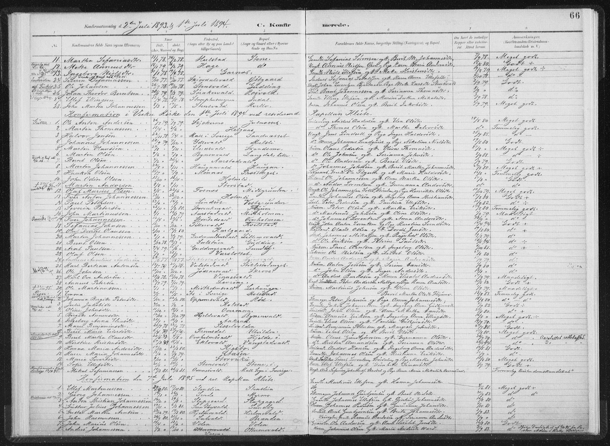 Ministerialprotokoller, klokkerbøker og fødselsregistre - Nord-Trøndelag, SAT/A-1458/724/L0263: Parish register (official) no. 724A01, 1891-1907, p. 66