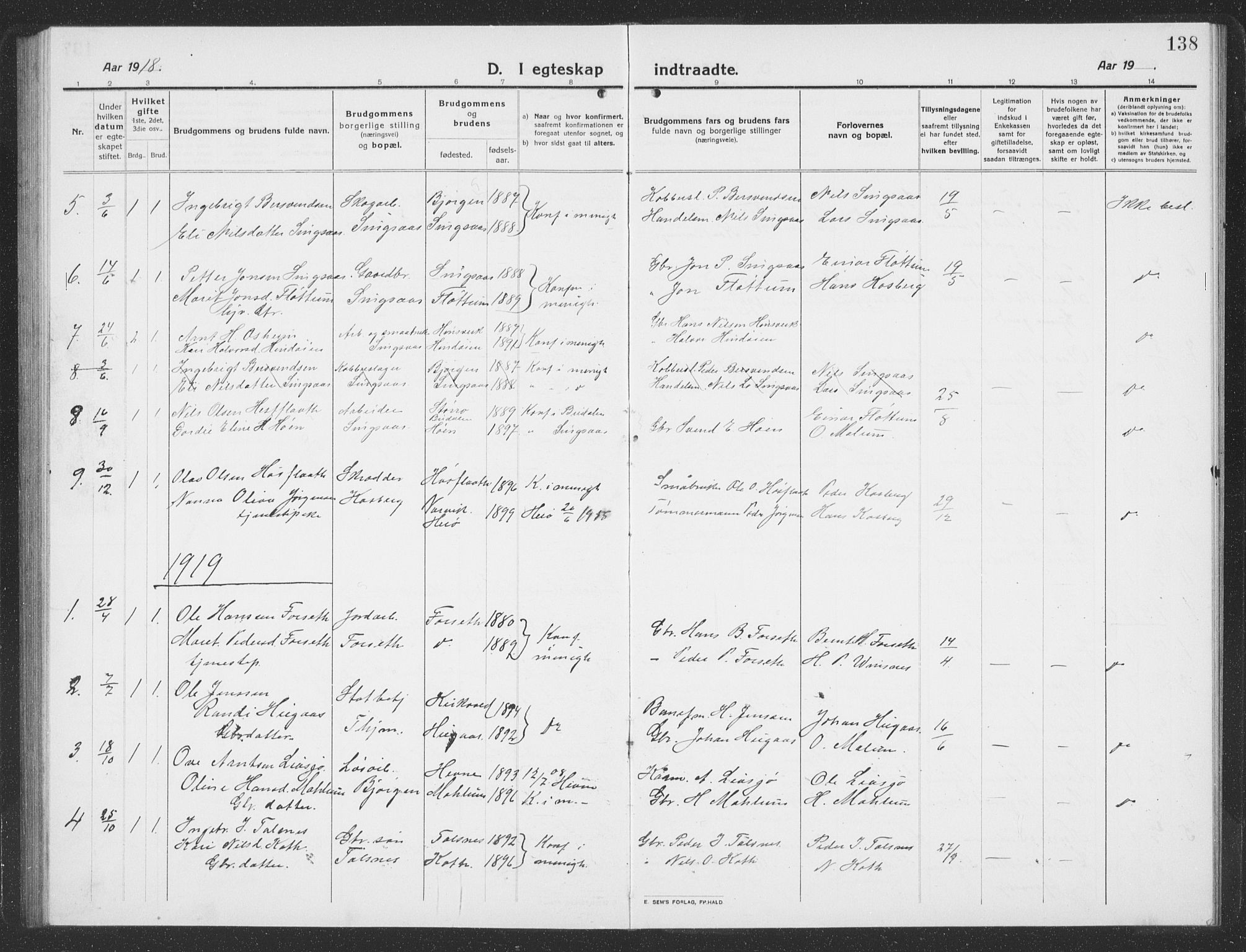 Ministerialprotokoller, klokkerbøker og fødselsregistre - Sør-Trøndelag, SAT/A-1456/688/L1030: Parish register (copy) no. 688C05, 1916-1939, p. 138