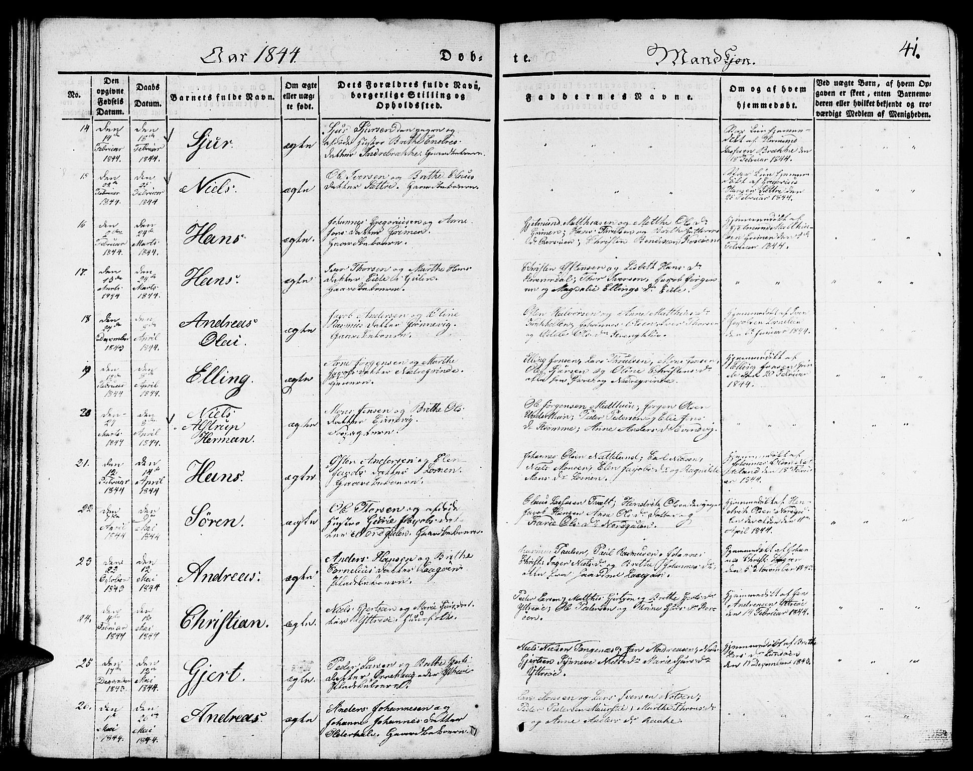 Gulen sokneprestembete, SAB/A-80201/H/Haa/Haaa/L0020: Parish register (official) no. A 20, 1837-1847, p. 41