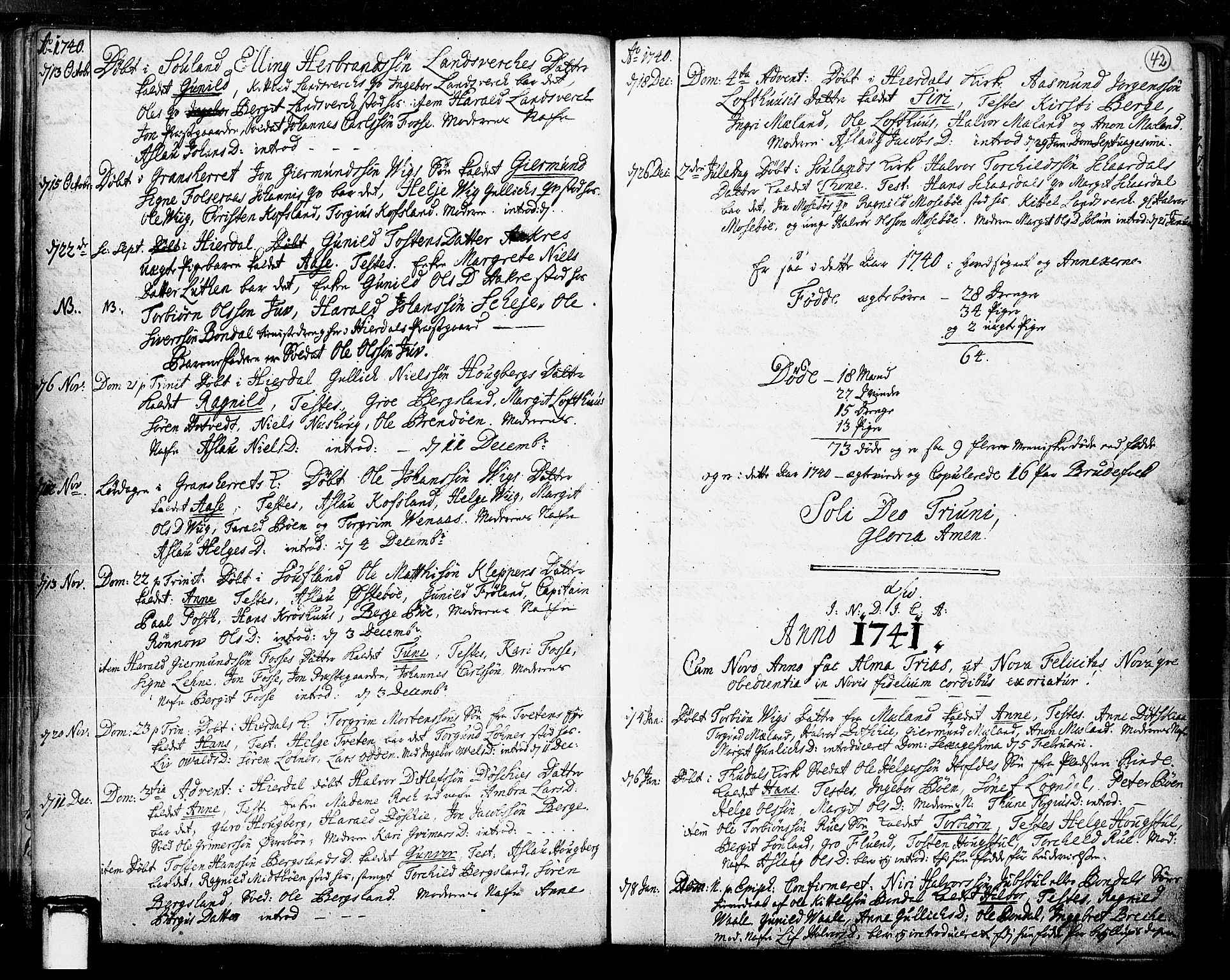 Hjartdal kirkebøker, SAKO/A-270/F/Fa/L0003: Parish register (official) no. I 3, 1727-1775, p. 42
