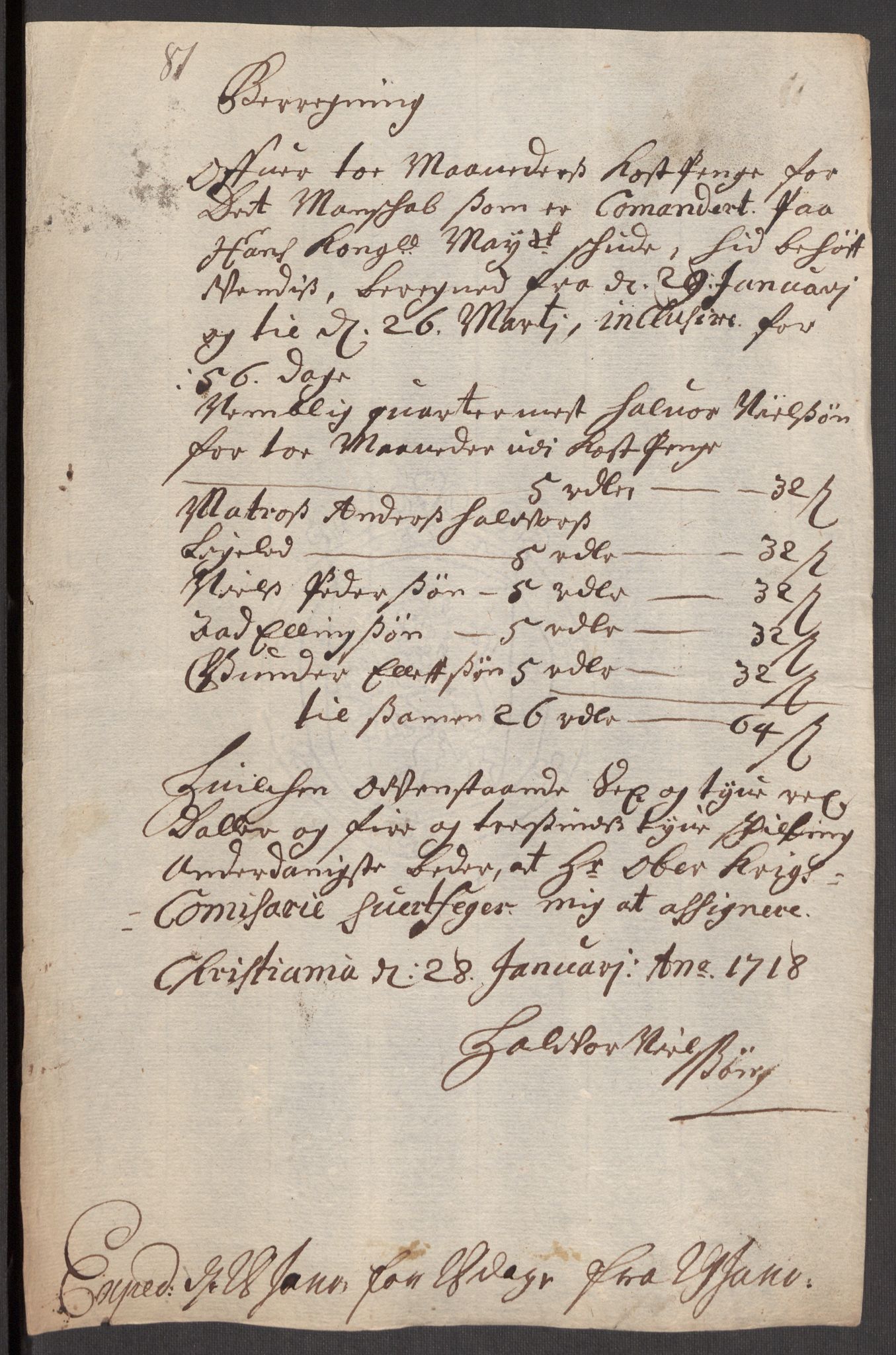 Kommanderende general (KG I) med Det norske krigsdirektorium, RA/EA-5419/E/Eb/L0001: Ruller over noen kompanier som tjenestegjorde på flåten, 1712-1721, p. 595