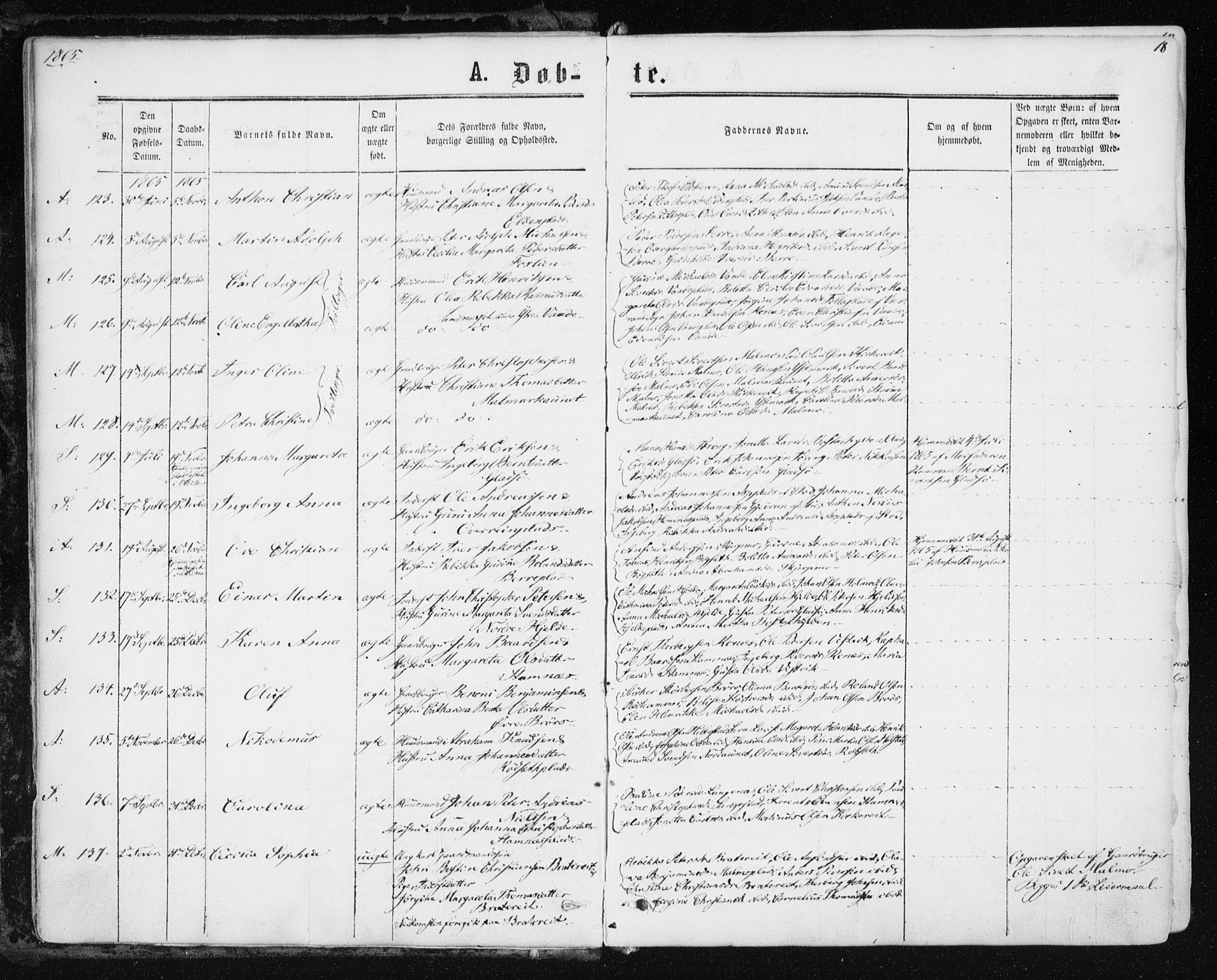 Ministerialprotokoller, klokkerbøker og fødselsregistre - Nord-Trøndelag, AV/SAT-A-1458/741/L0394: Parish register (official) no. 741A08, 1864-1877, p. 18