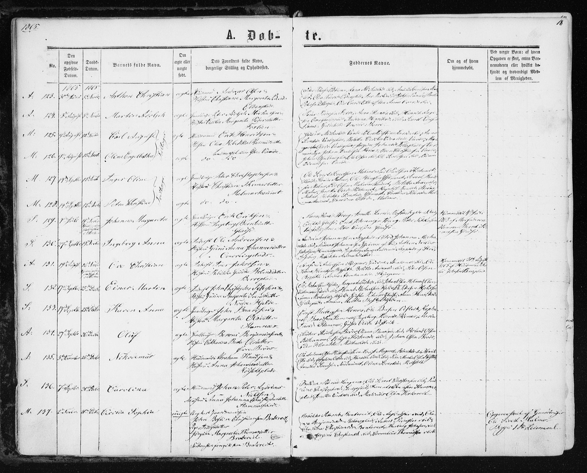 Ministerialprotokoller, klokkerbøker og fødselsregistre - Nord-Trøndelag, AV/SAT-A-1458/741/L0394: Parish register (official) no. 741A08, 1864-1877, p. 18