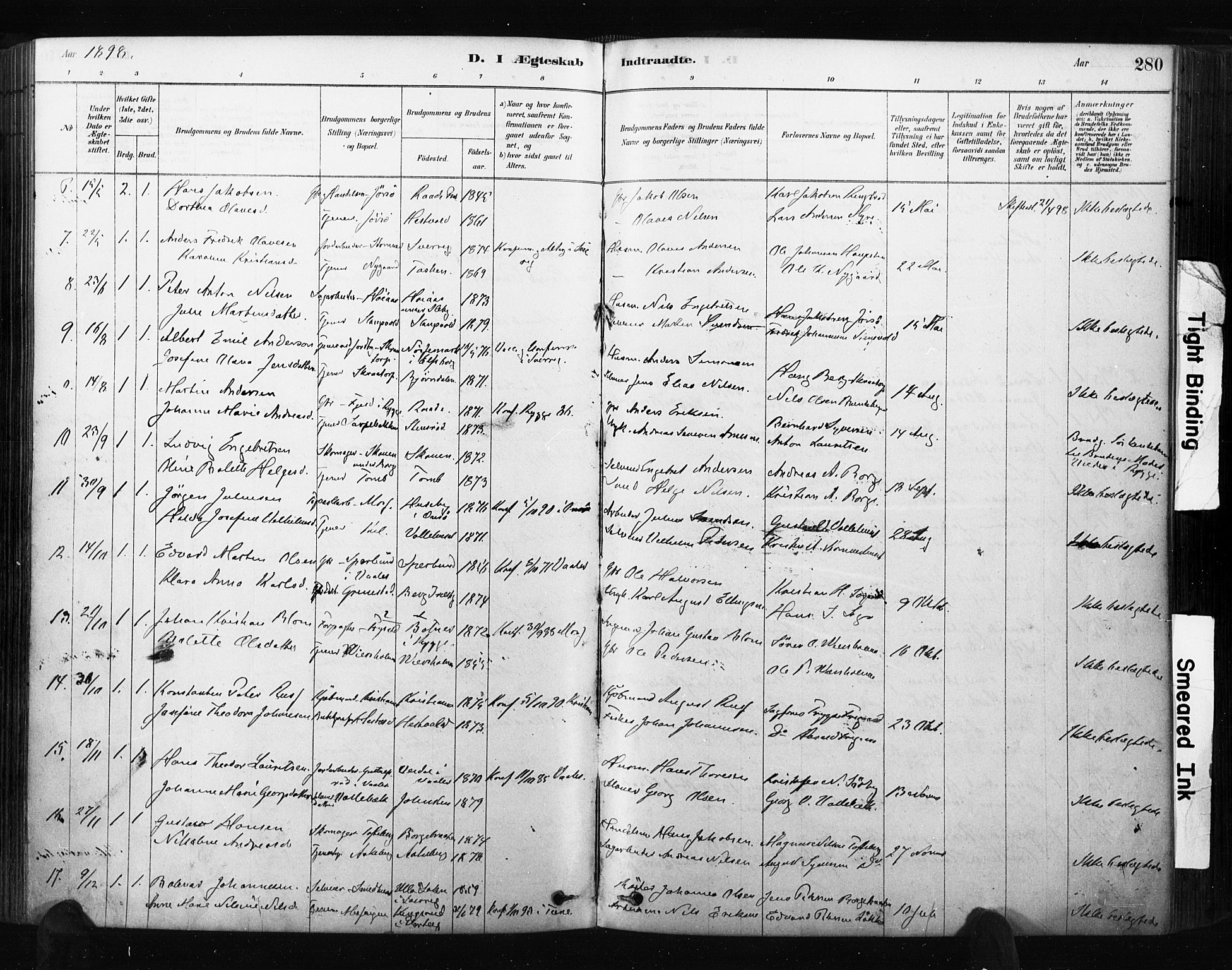 Råde prestekontor kirkebøker, SAO/A-2009/F/Fa/L0007: Parish register (official) no. 7, 1878-1902, p. 280