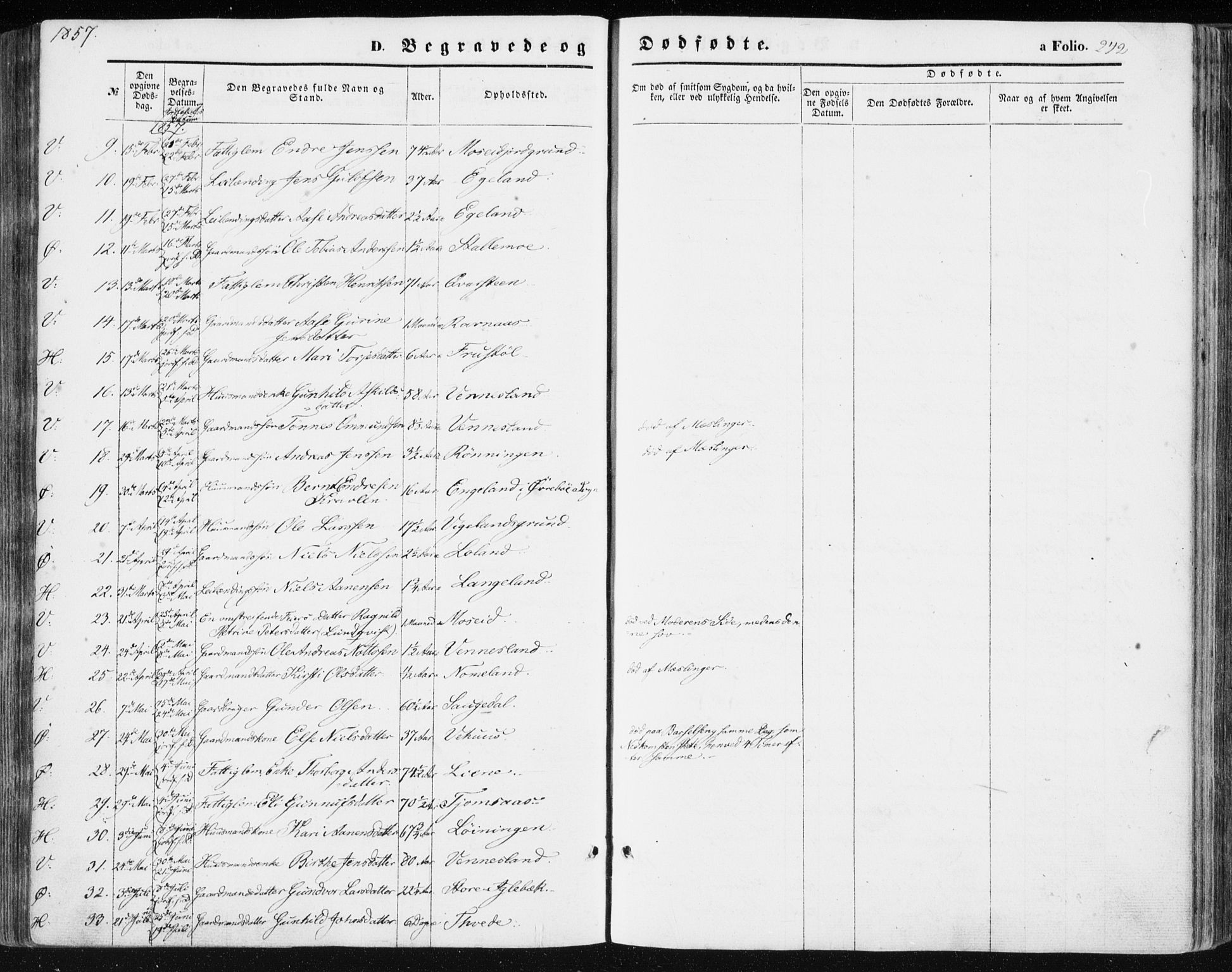 Vennesla sokneprestkontor, AV/SAK-1111-0045/Fa/Fac/L0007: Parish register (official) no. A 7, 1855-1873, p. 242