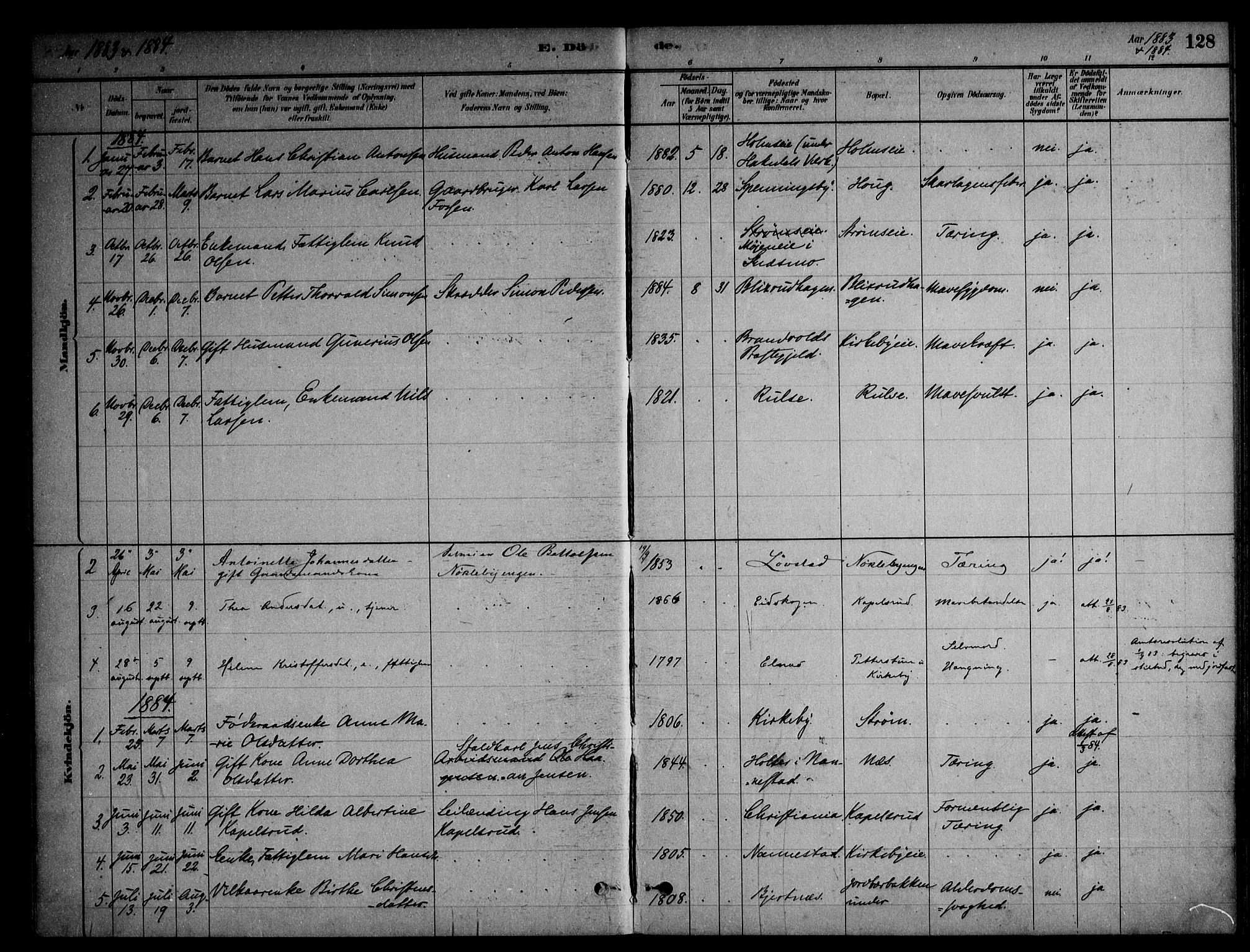 Nittedal prestekontor Kirkebøker, AV/SAO-A-10365a/F/Fb/L0001: Parish register (official) no. II 1, 1879-1901, p. 128