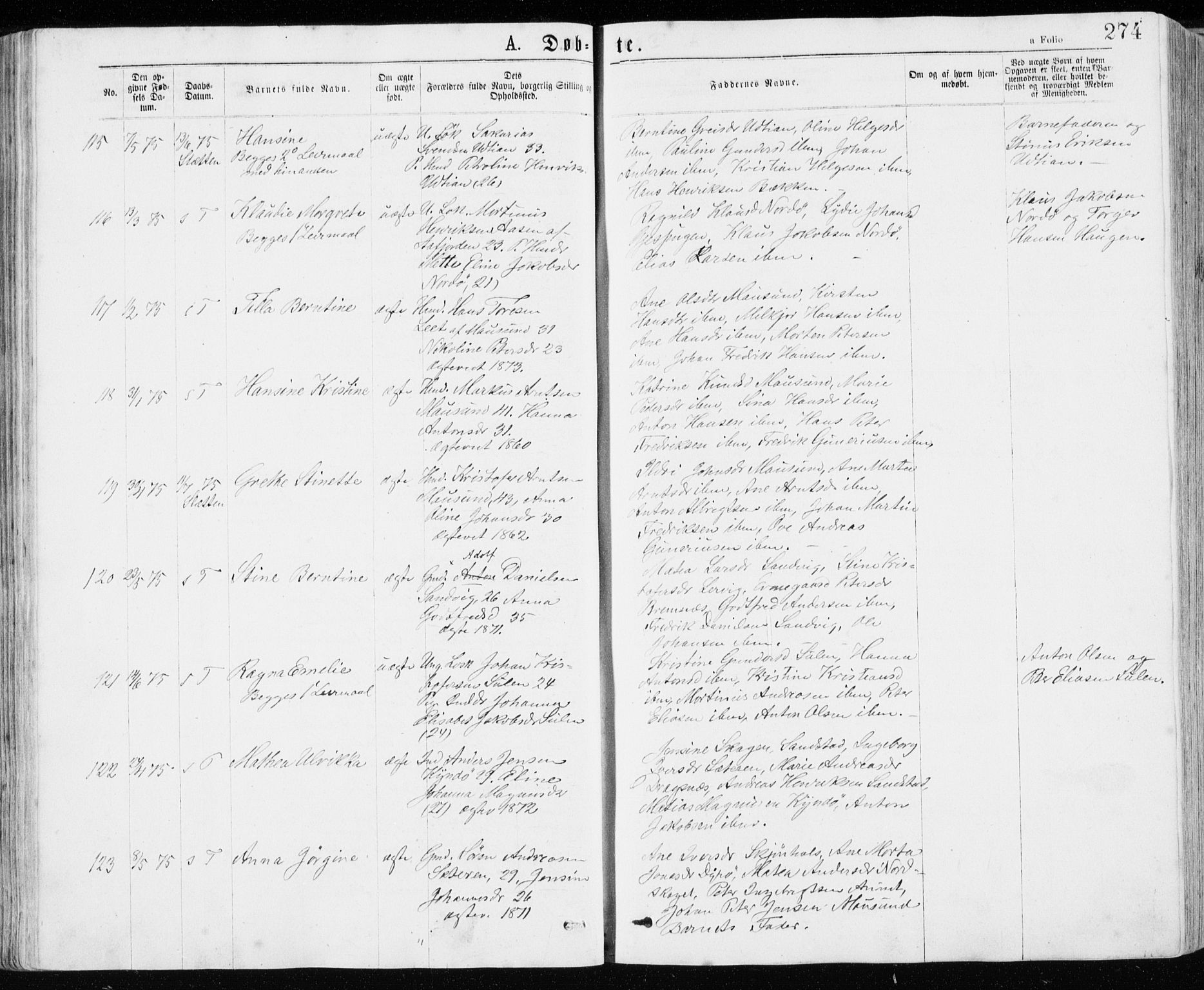 Ministerialprotokoller, klokkerbøker og fødselsregistre - Sør-Trøndelag, AV/SAT-A-1456/640/L0576: Parish register (official) no. 640A01, 1846-1876, p. 274