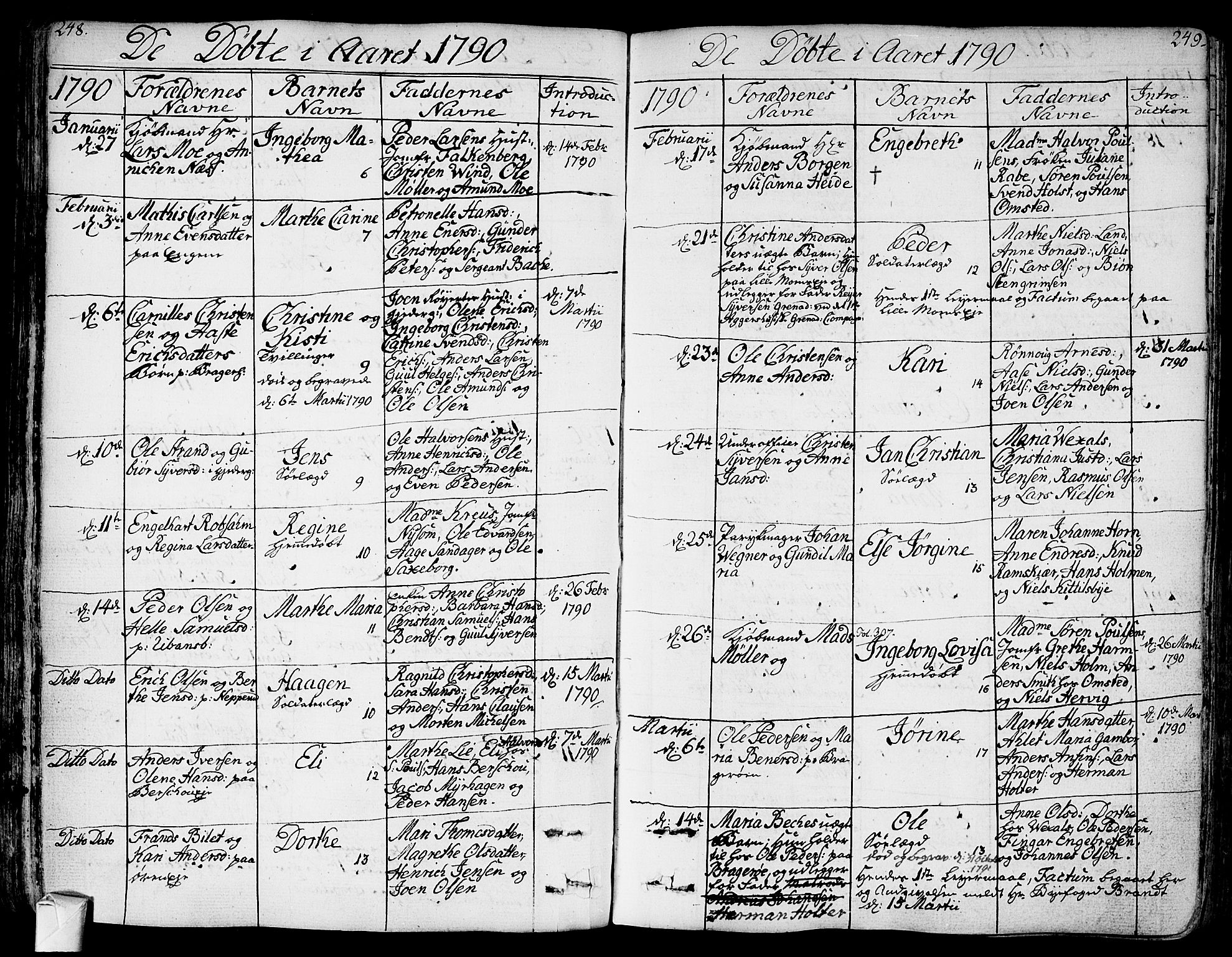 Bragernes kirkebøker, AV/SAKO-A-6/F/Fa/L0006a: Parish register (official) no. I 6, 1782-1814, p. 248-249