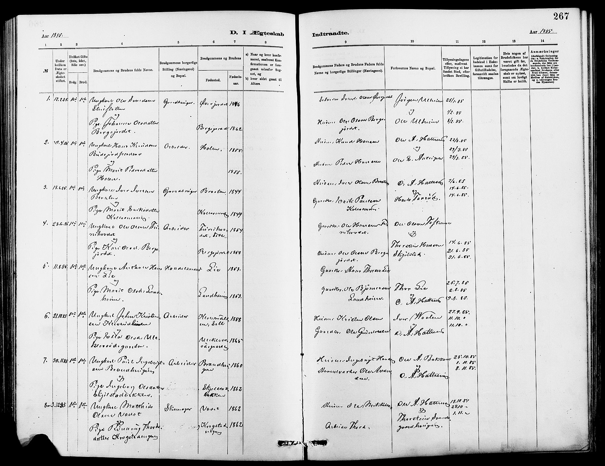 Dovre prestekontor, SAH/PREST-066/H/Ha/Hab/L0002: Parish register (copy) no. 2, 1881-1907, p. 267