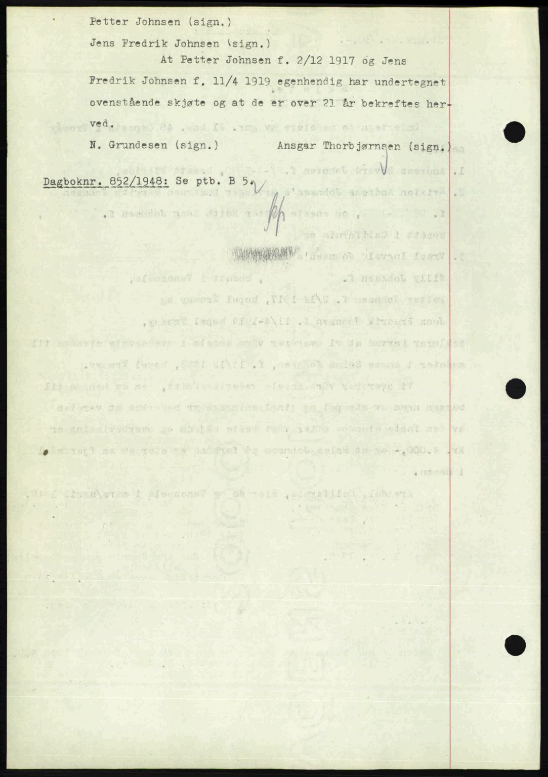 Nedenes sorenskriveri, SAK/1221-0006/G/Gb/Gba/L0059: Mortgage book no. A11, 1948-1948, Diary no: : 851/1948