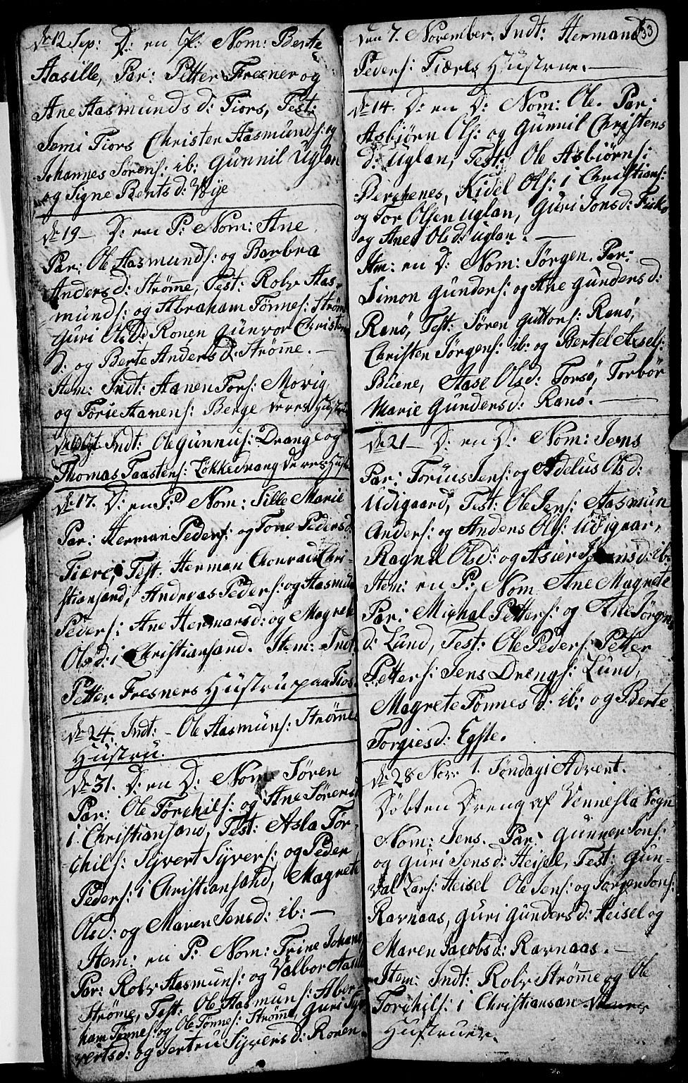 Oddernes sokneprestkontor, AV/SAK-1111-0033/F/Fb/Fba/L0002: Parish register (copy) no. B 2, 1791-1806, p. 33