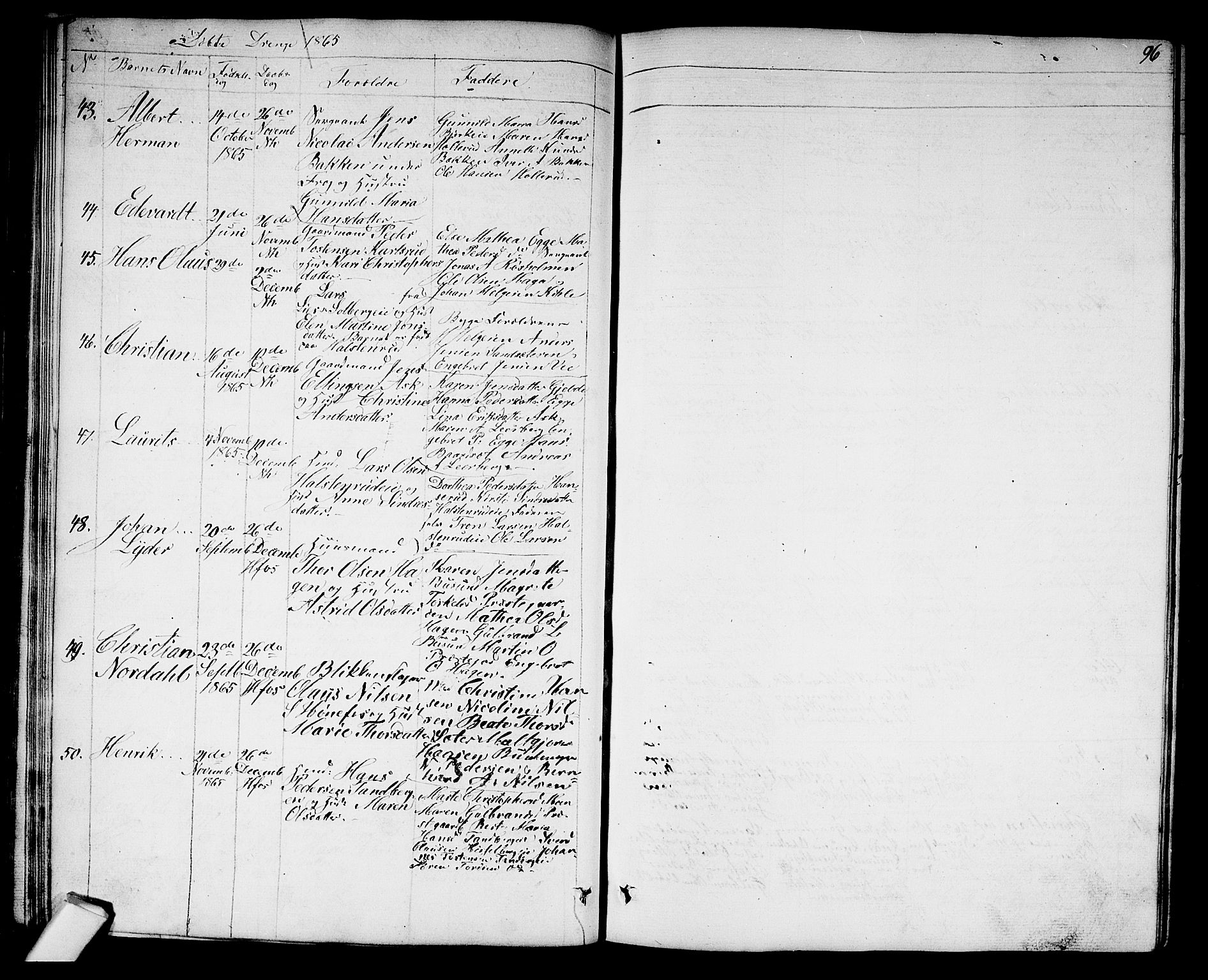 Norderhov kirkebøker, AV/SAKO-A-237/G/Ga/L0006: Parish register (copy) no. I 6, 1849-1876, p. 96