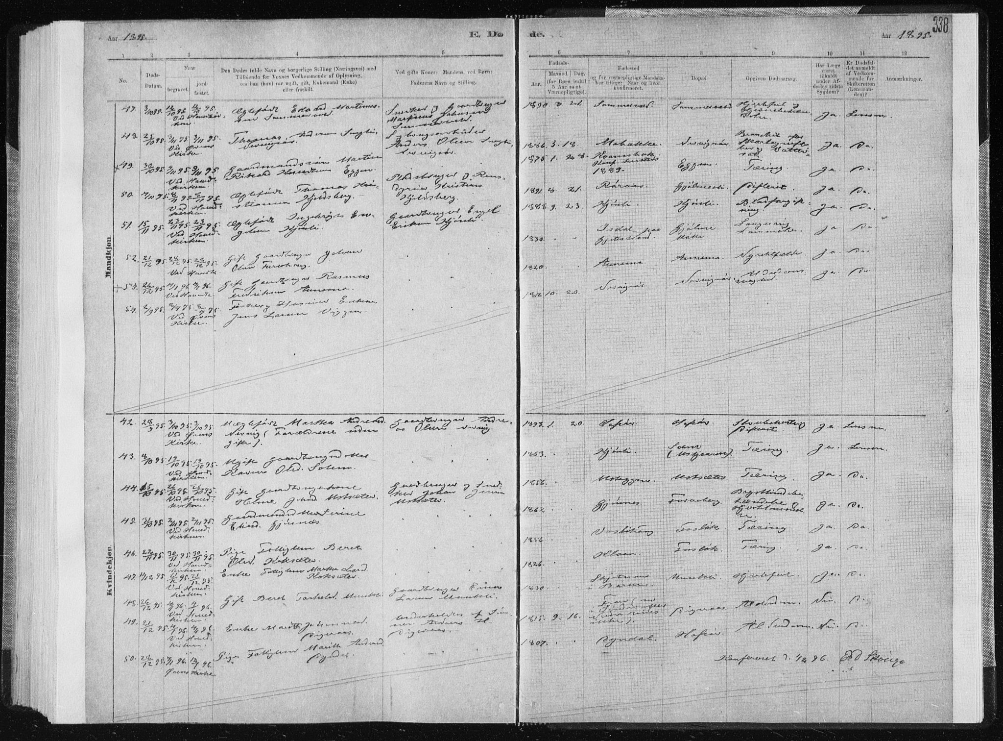 Ministerialprotokoller, klokkerbøker og fødselsregistre - Sør-Trøndelag, SAT/A-1456/668/L0818: Parish register (copy) no. 668C07, 1885-1898, p. 338