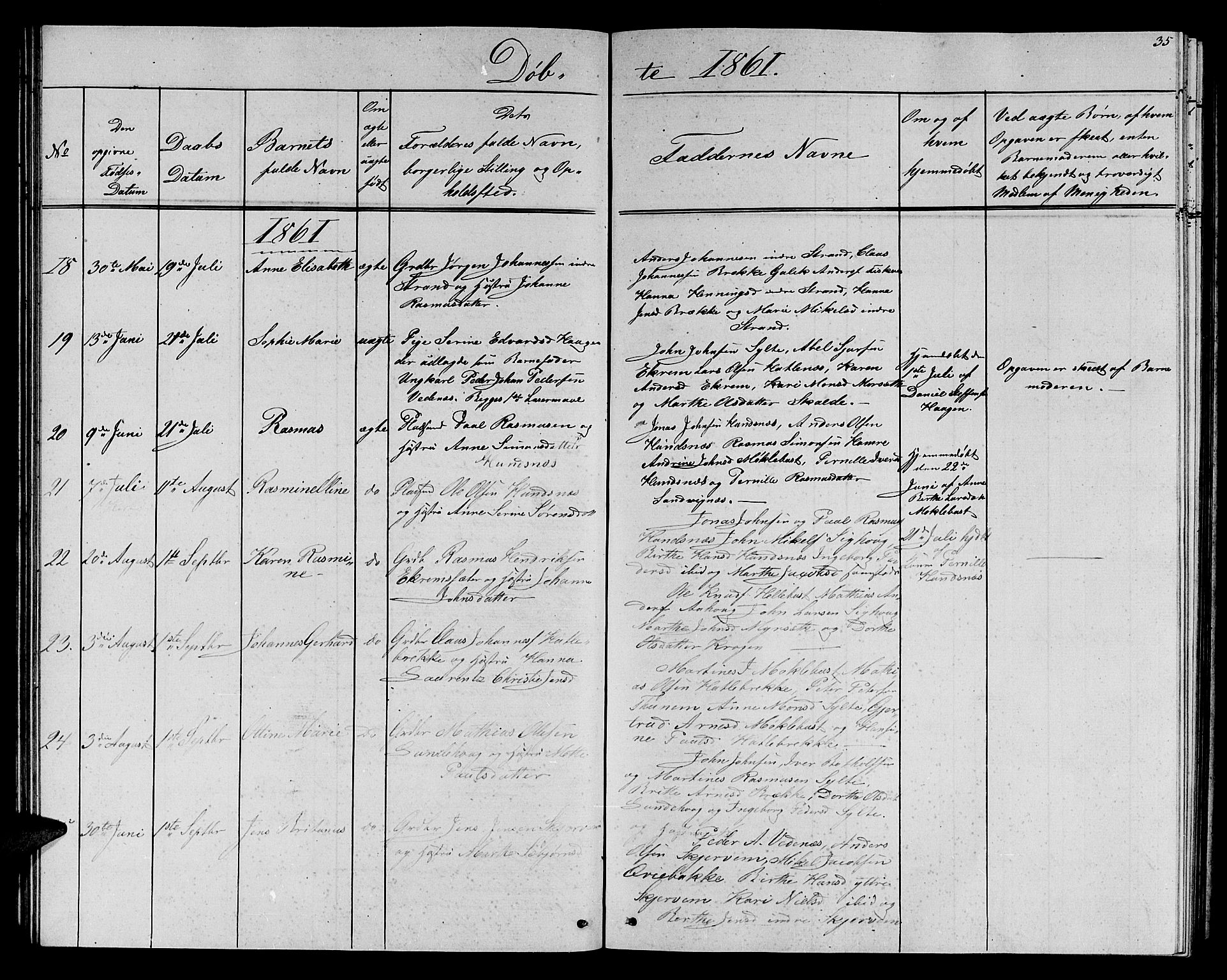 Ministerialprotokoller, klokkerbøker og fødselsregistre - Møre og Romsdal, AV/SAT-A-1454/501/L0015: Parish register (copy) no. 501C01, 1854-1867, p. 35