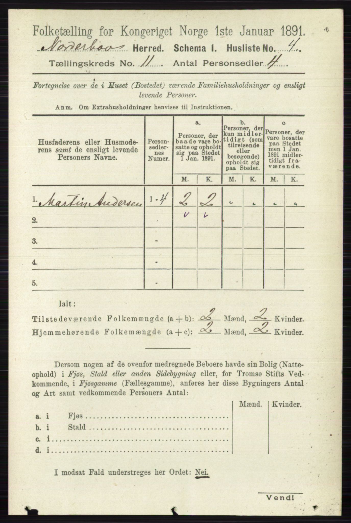 RA, 1891 census for 0613 Norderhov, 1891, p. 7993