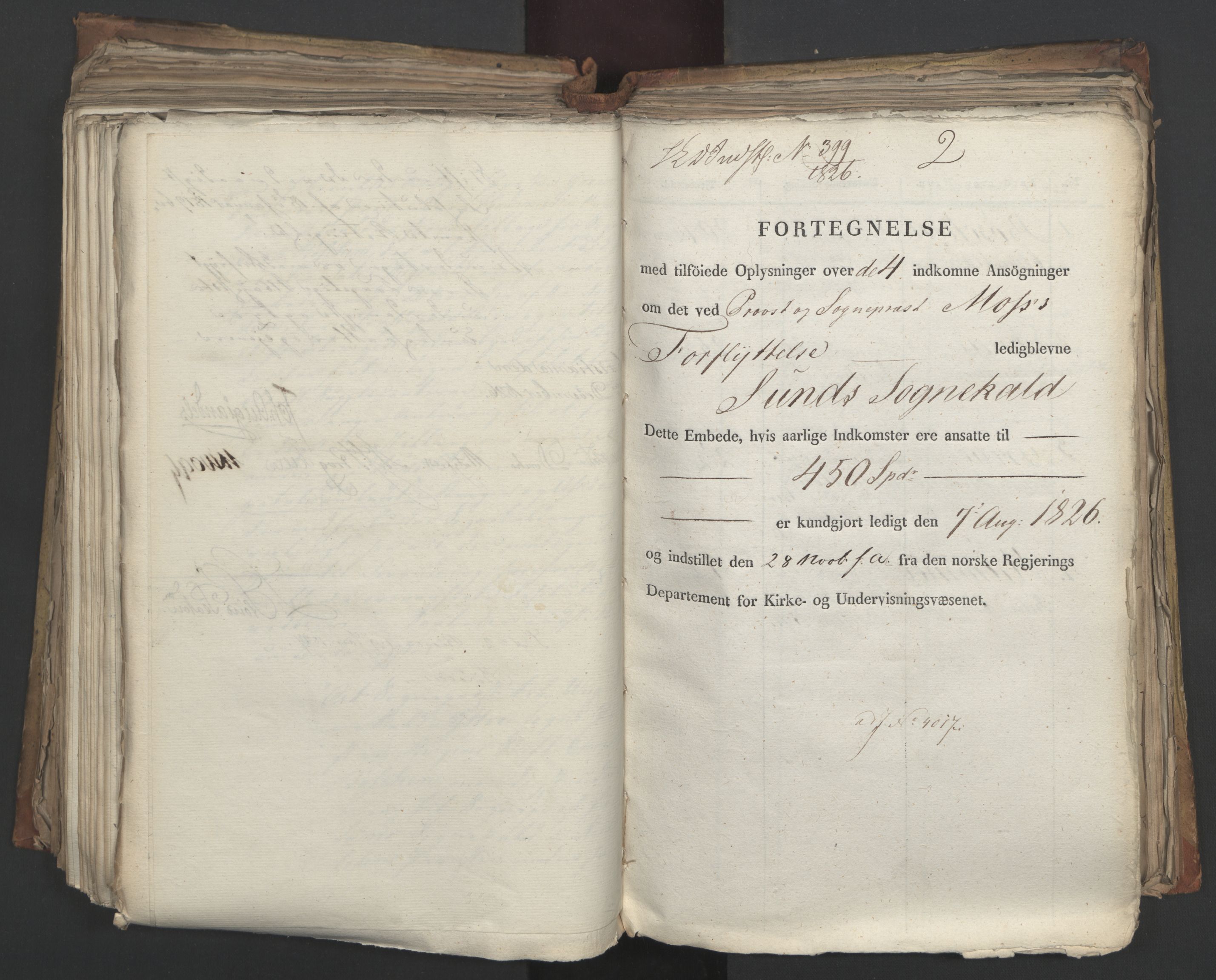 Statsrådsavdelingen i Stockholm, AV/RA-S-1003/D/Da/L0049: Regjeringsinnstillinger nr. 3860-4086, 1826, p. 374