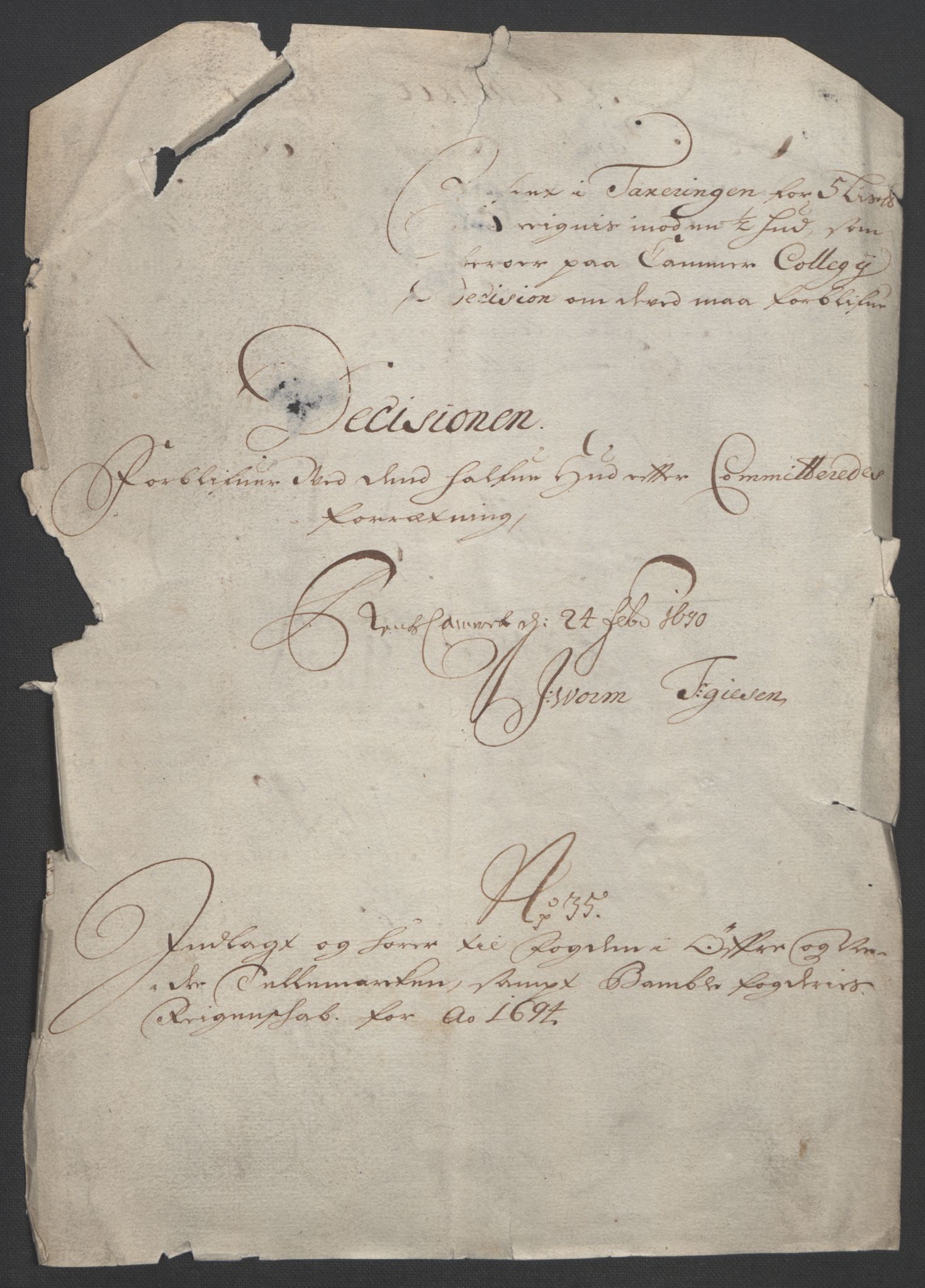 Rentekammeret inntil 1814, Reviderte regnskaper, Fogderegnskap, RA/EA-4092/R36/L2092: Fogderegnskap Øvre og Nedre Telemark og Bamble, 1694, p. 273
