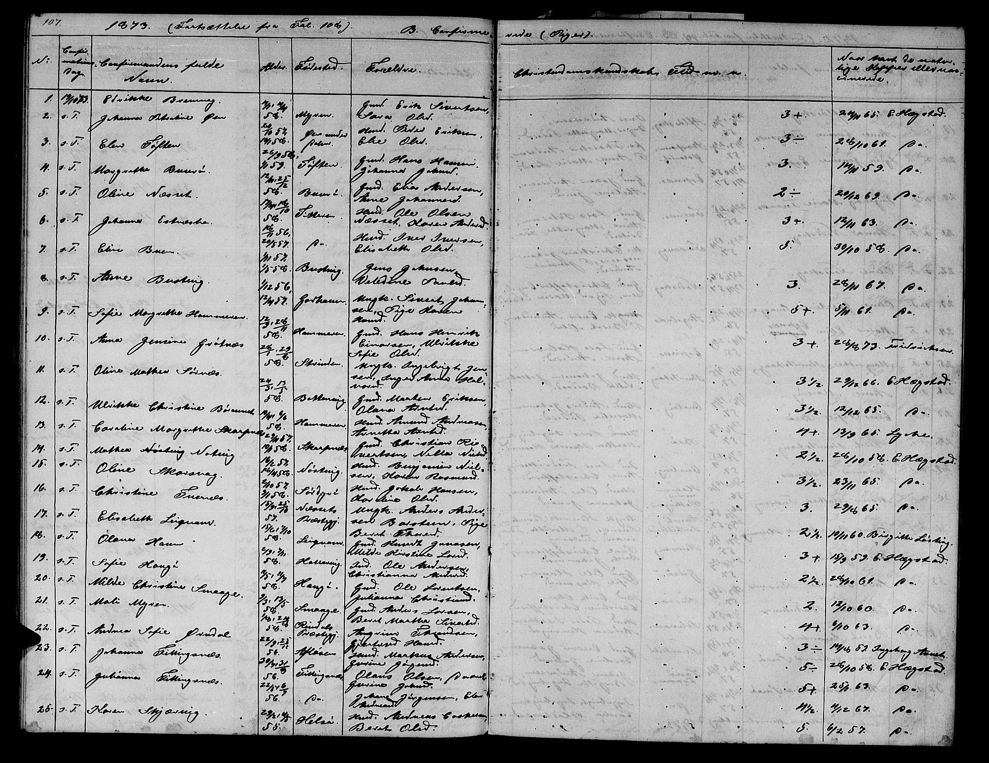 Ministerialprotokoller, klokkerbøker og fødselsregistre - Sør-Trøndelag, SAT/A-1456/634/L0539: Parish register (copy) no. 634C01, 1866-1873, p. 107
