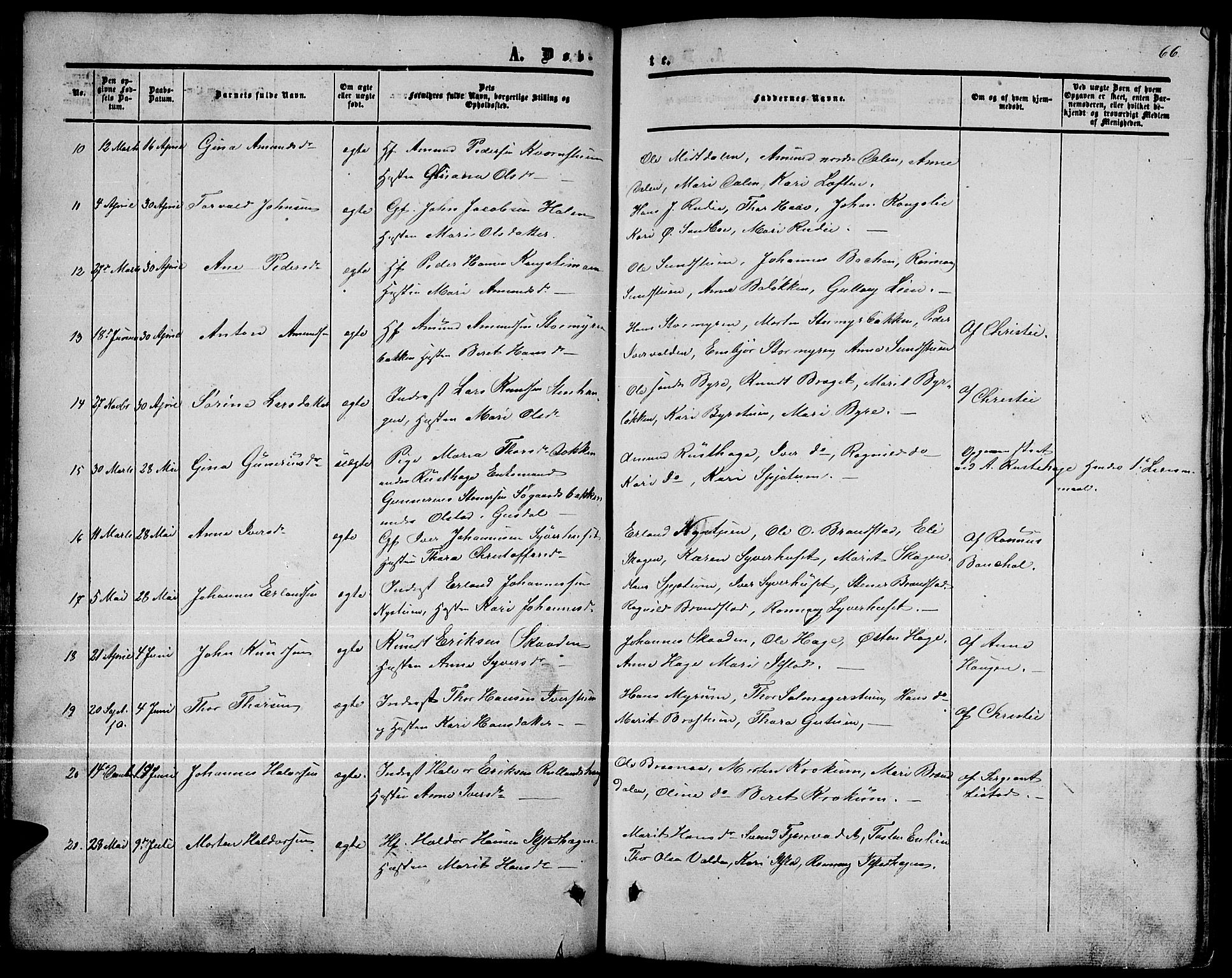 Nord-Fron prestekontor, AV/SAH-PREST-080/H/Ha/Hab/L0001: Parish register (copy) no. 1, 1851-1883, p. 66