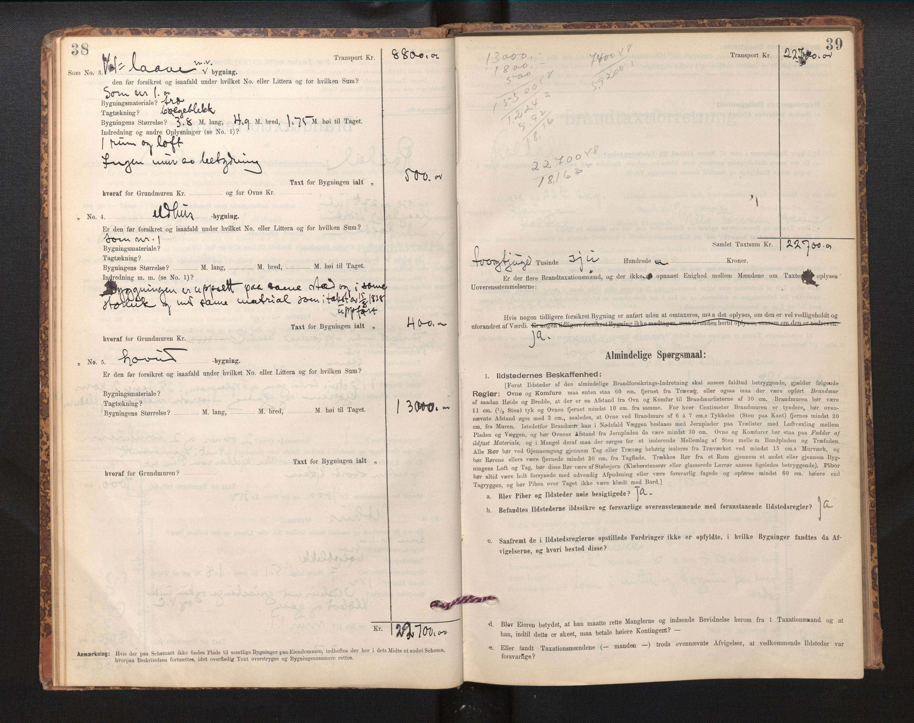 Lensmannen i Røldal, AV/SAB-A-34501/0012/L0003: Branntakstprotokoll, skjematakst, 1904-1936, p. 38-39