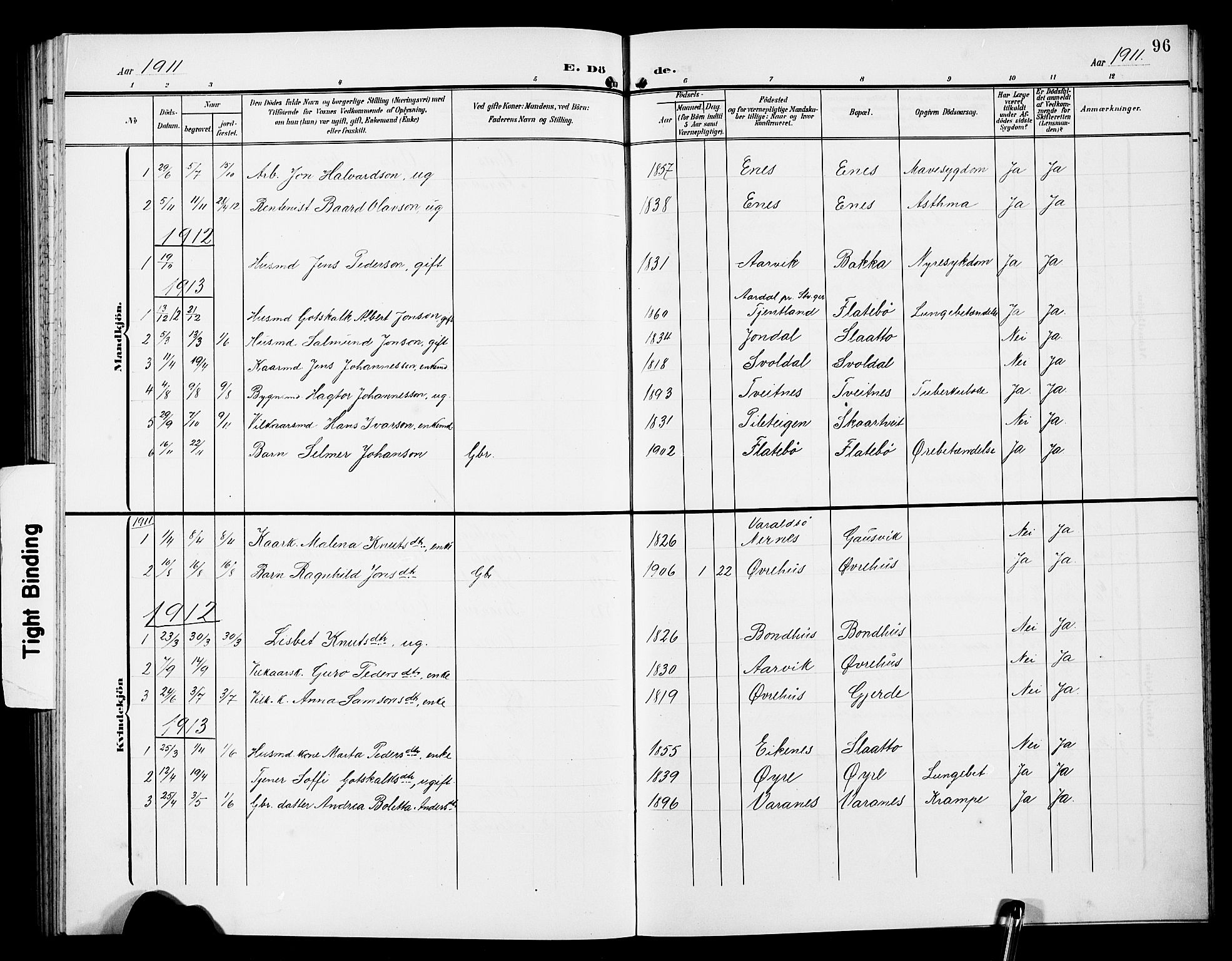 Kvinnherad sokneprestembete, SAB/A-76401/H/Hab: Parish register (copy) no. D 2, 1906-1926, p. 96