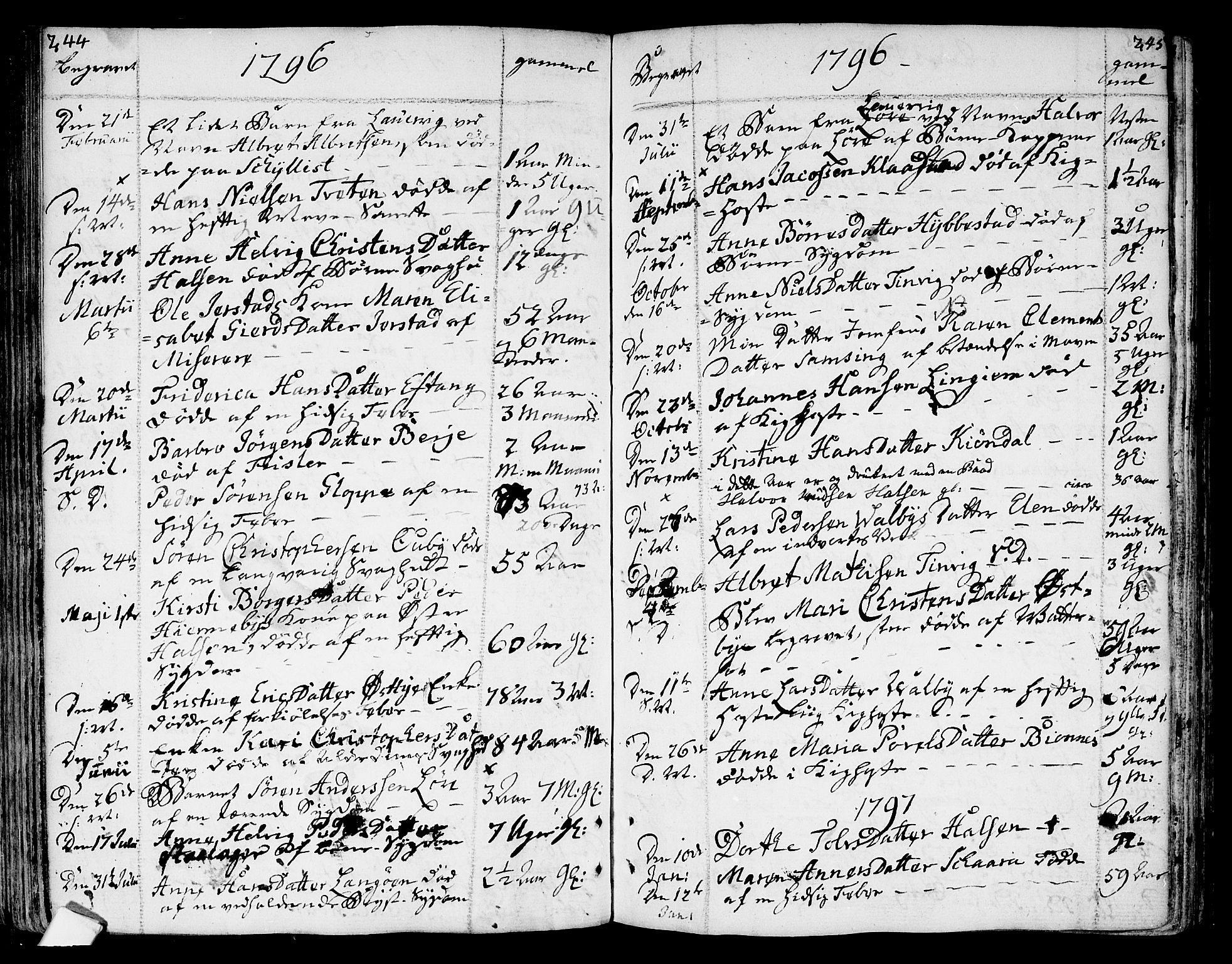 Tjølling kirkebøker, SAKO/A-60/F/Fa/L0004: Parish register (official) no. 4, 1779-1817, p. 244-245