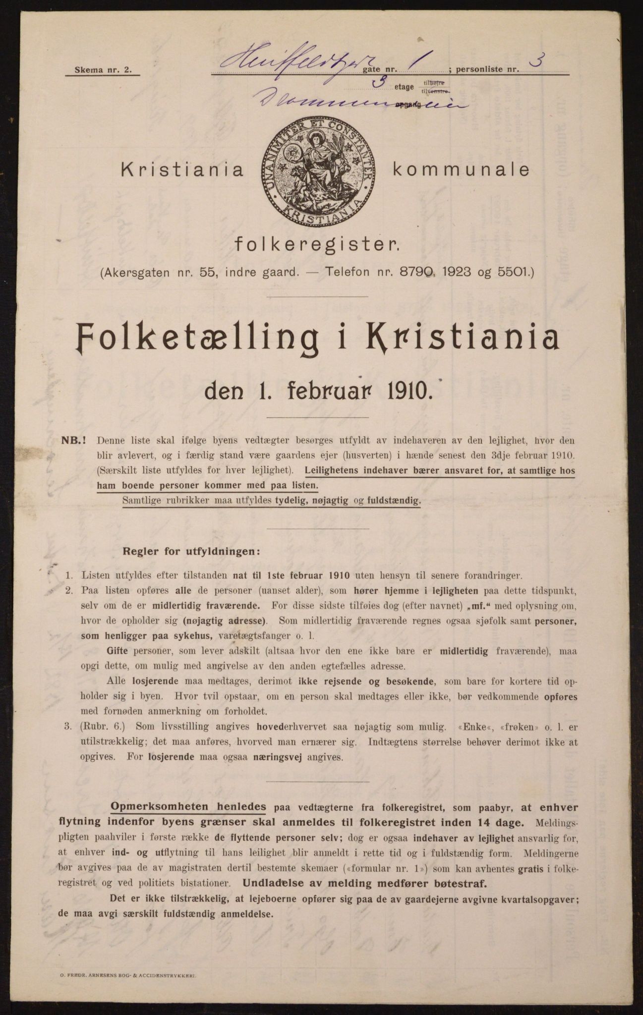 OBA, Municipal Census 1910 for Kristiania, 1910, p. 40728